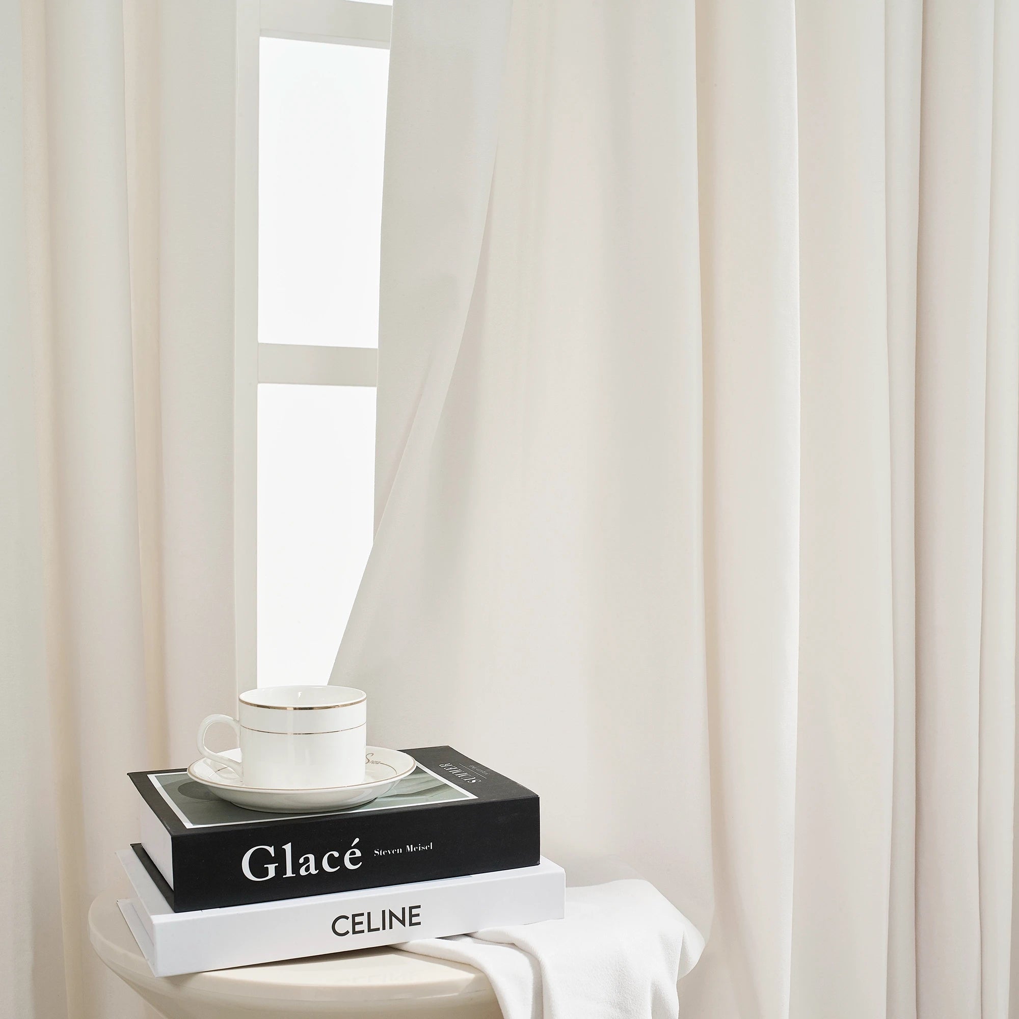Selene Velvet Curtains for Room Darkening - Luxurious Drapes J803-1_scene_6 presenting elegant velvet drapes in modern home, highlighting full drape, soft texture and great room darkening effect