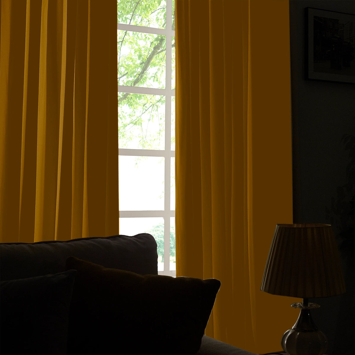Selene Velvet Curtains for Room Darkening - Luxurious Drapes J803-77_scene_3 showcasing graceful drape effect, soft velvet texture and stylish modern home interior ambiance