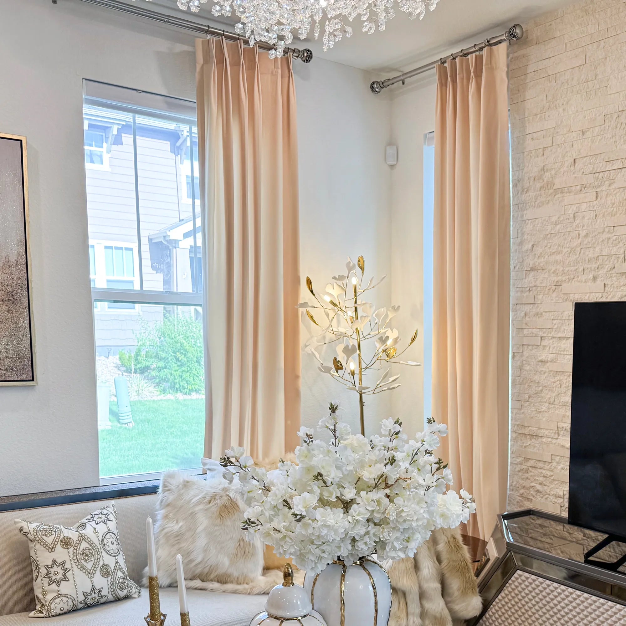 Selene luxurious velvet room darkening drapes view 2 in a chic home interior with graceful drape and effective light blocking performance