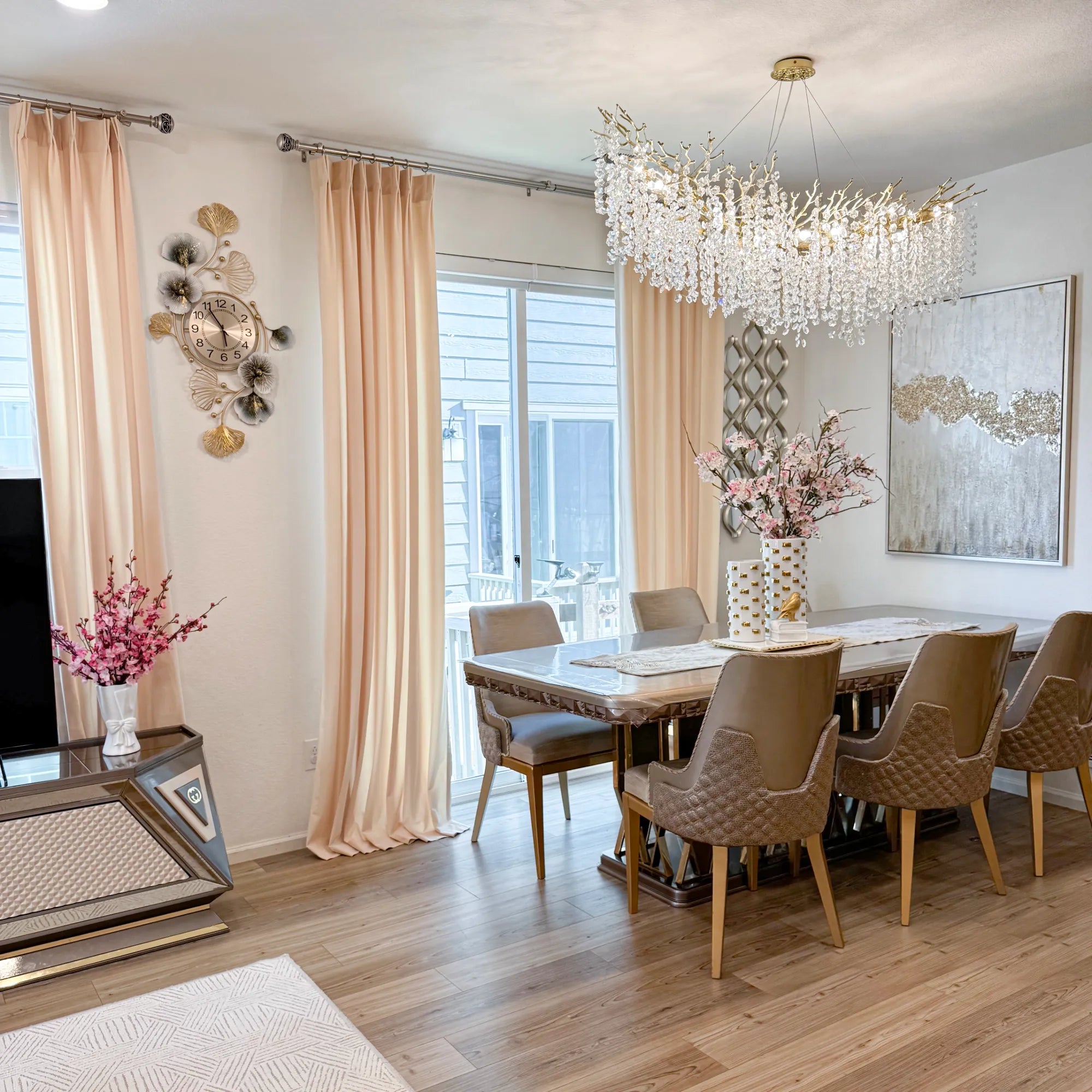 Selene luxurious velvet room darkening drapes view 6 in a modern elegant home interior with smooth drape and premium room darkening effect