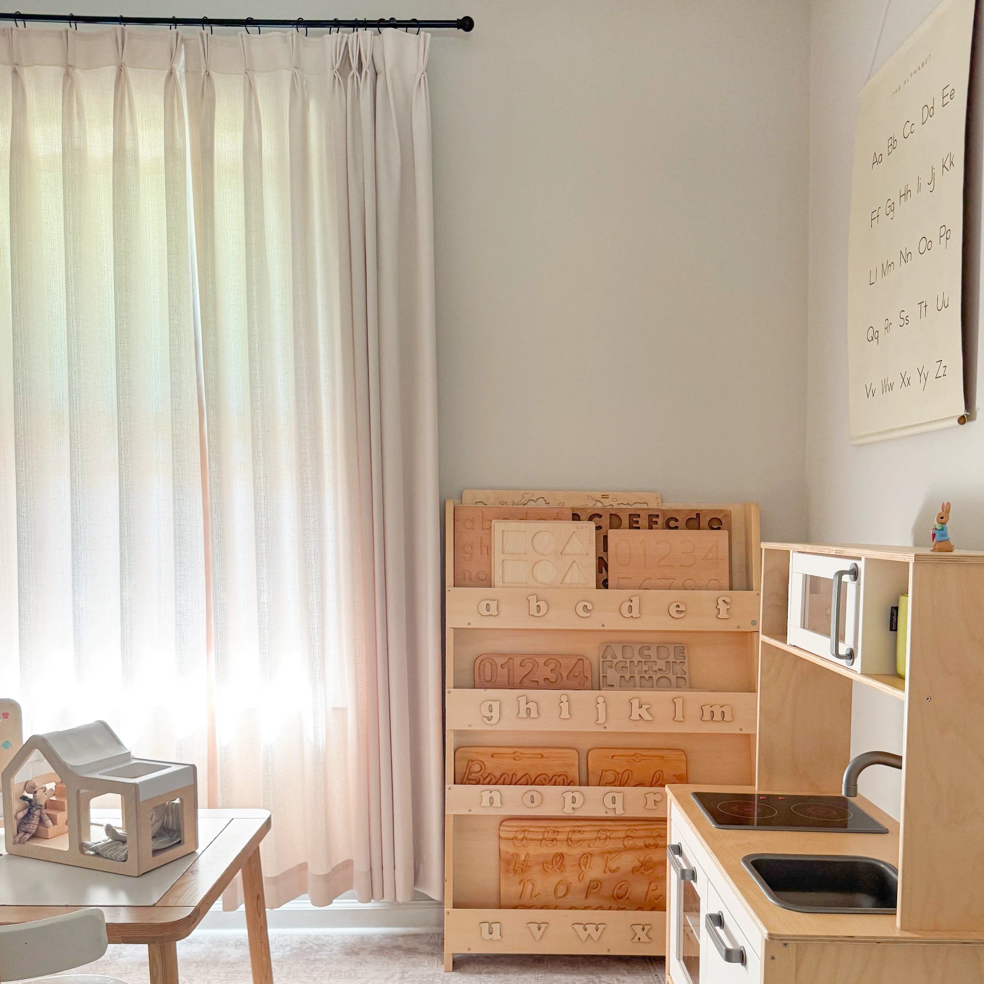 Seraphine 9013-1-2 linen texture curtains with light filtering and soft drapery showcased in a kids' bedroom