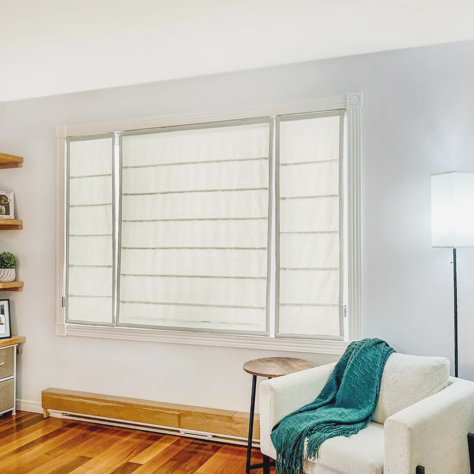 Seraphine Linen Texture Roman Shade: Image 9013-2-2 featuring elegant linen-textured roman shade with smooth tailored folds and natural woven fabric for stylish window decor