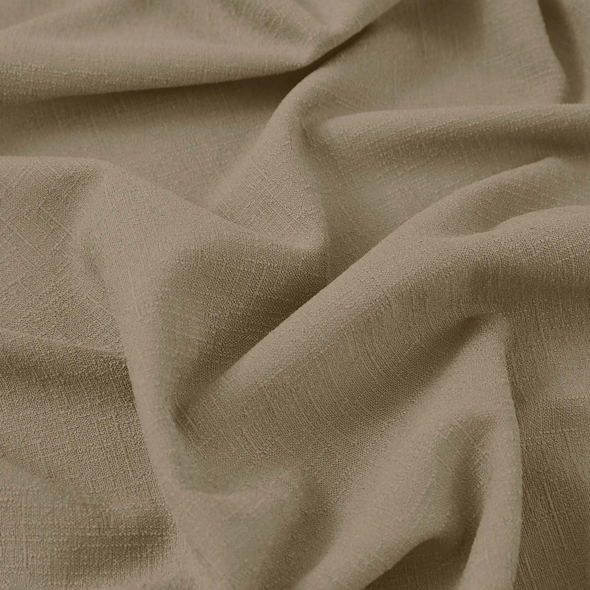 Seraphine linen texture curtains detail showing light filtering feature and soft drapery texture