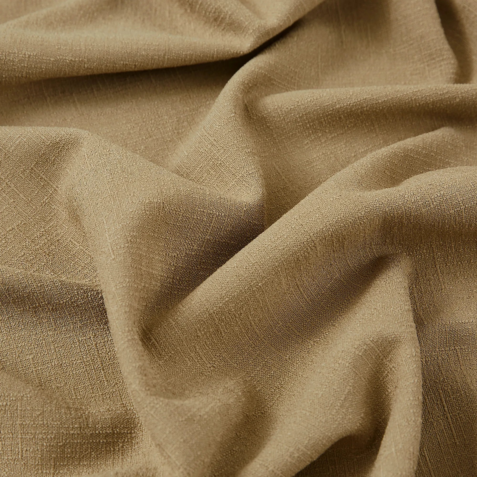 Seraphine linen texture curtains detail showing light filtering feature and soft drapery texture