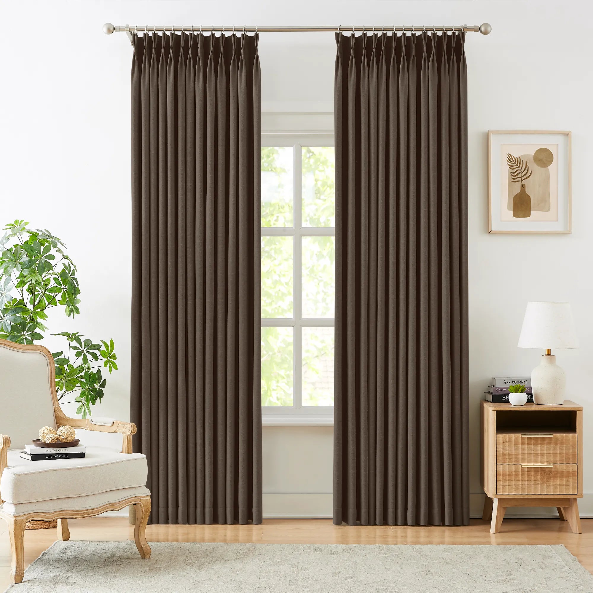 Seraphine 9013-24_scene_1 linen texture curtains with light filtering and soft drapery showcased in a clear view
