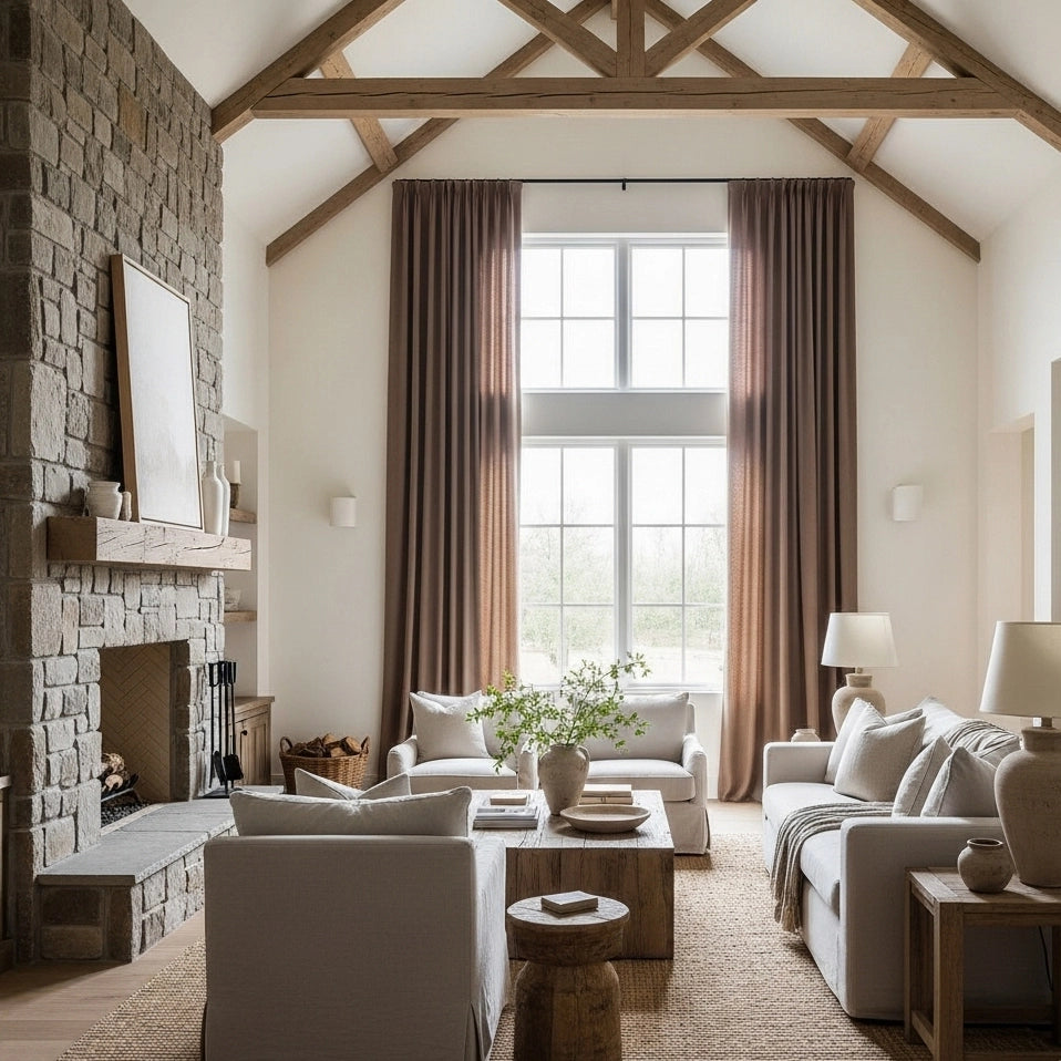 Seraphine 9013-24 linen texture curtains showing light filtering feature and soft drapery texture