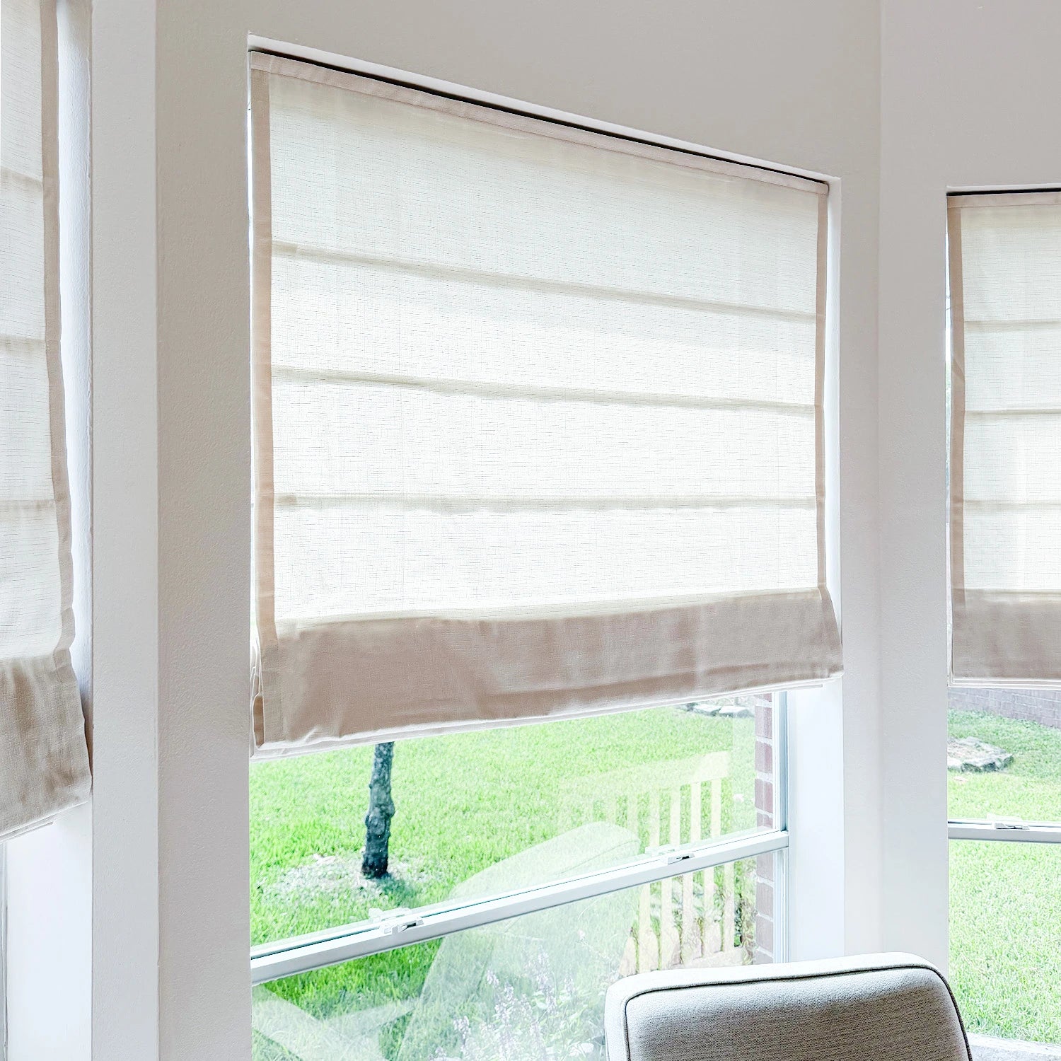 Seraphine Smart Motorized Cross Linen Texture Roman Shades