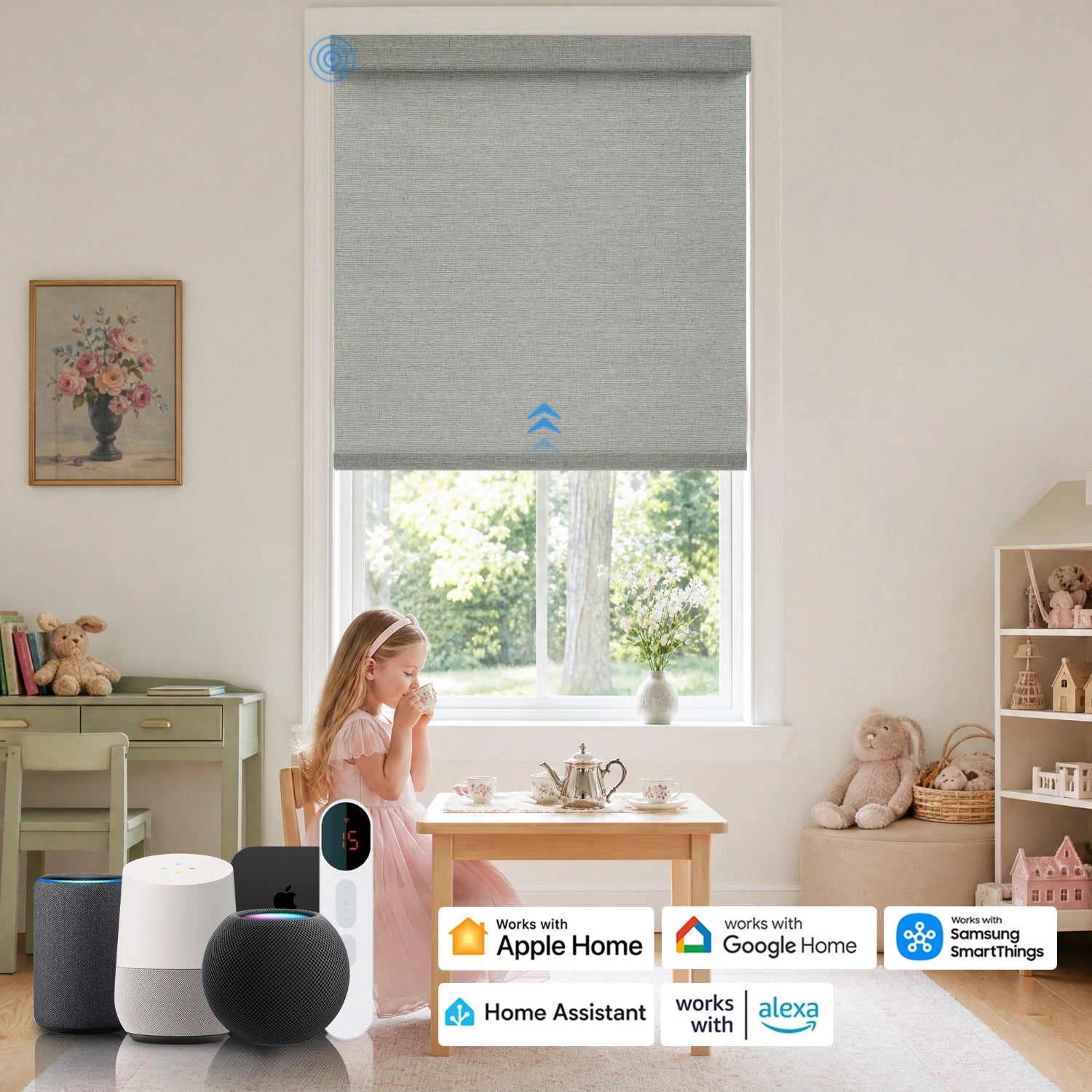 Serenya Smart Motorized 70% Light Filtering Roller Shades