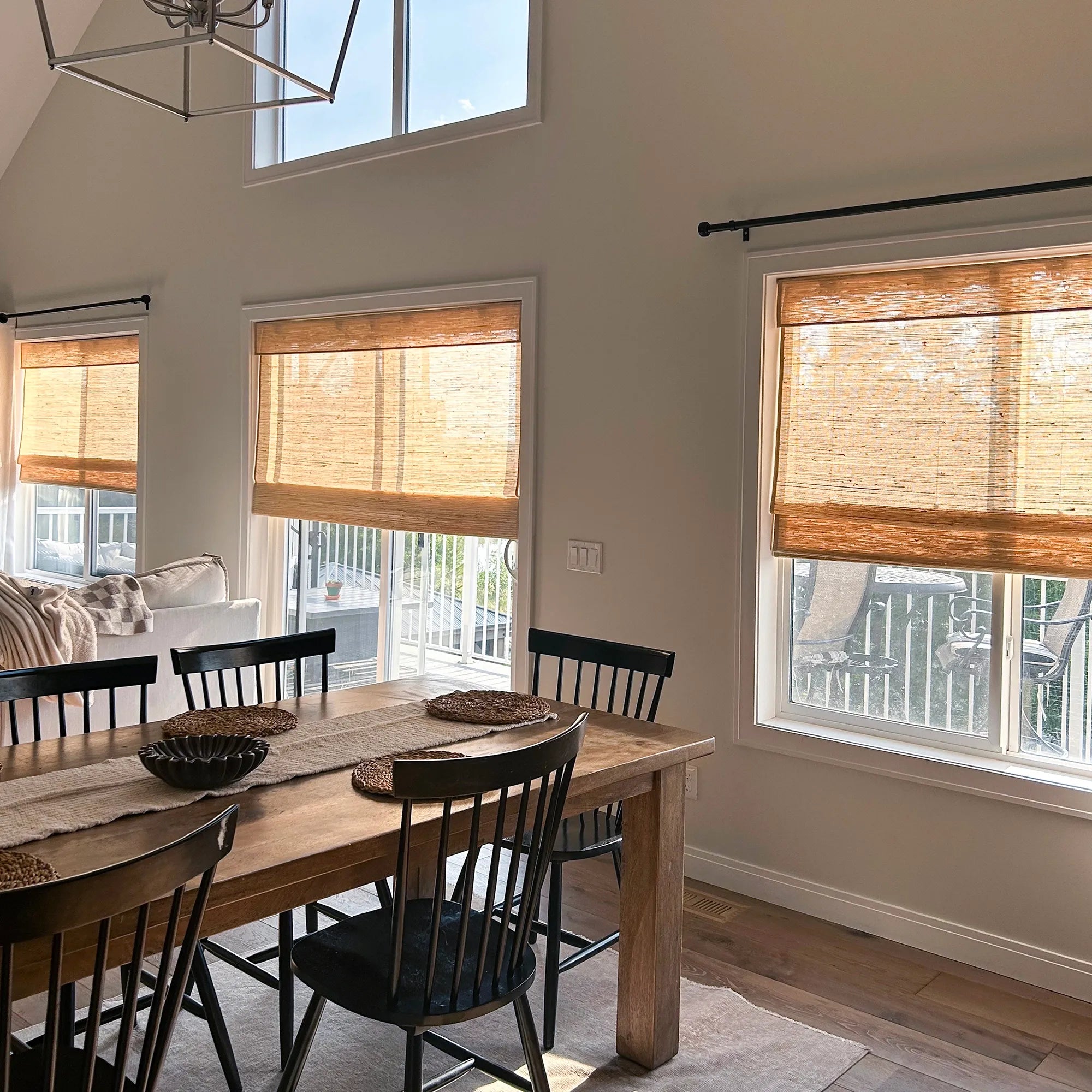 Freshine Vaila 2508 electric kenaf bamboo woven shade providing privacy protection