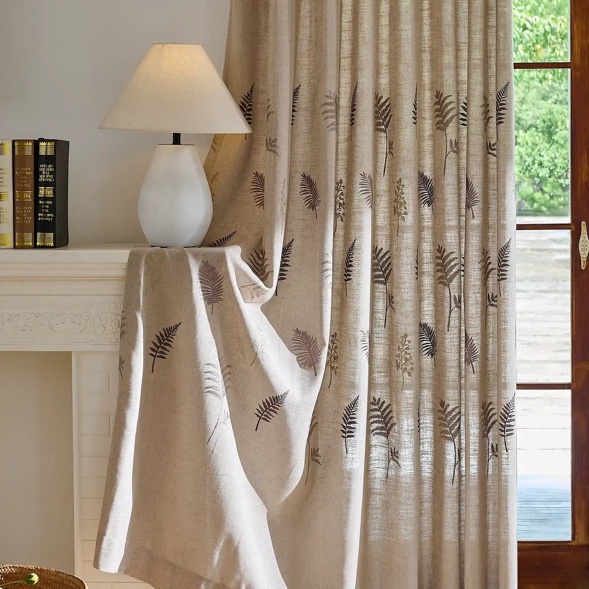 Valora XH115_M6 linen curtains , softly filtering sunlight, detail display