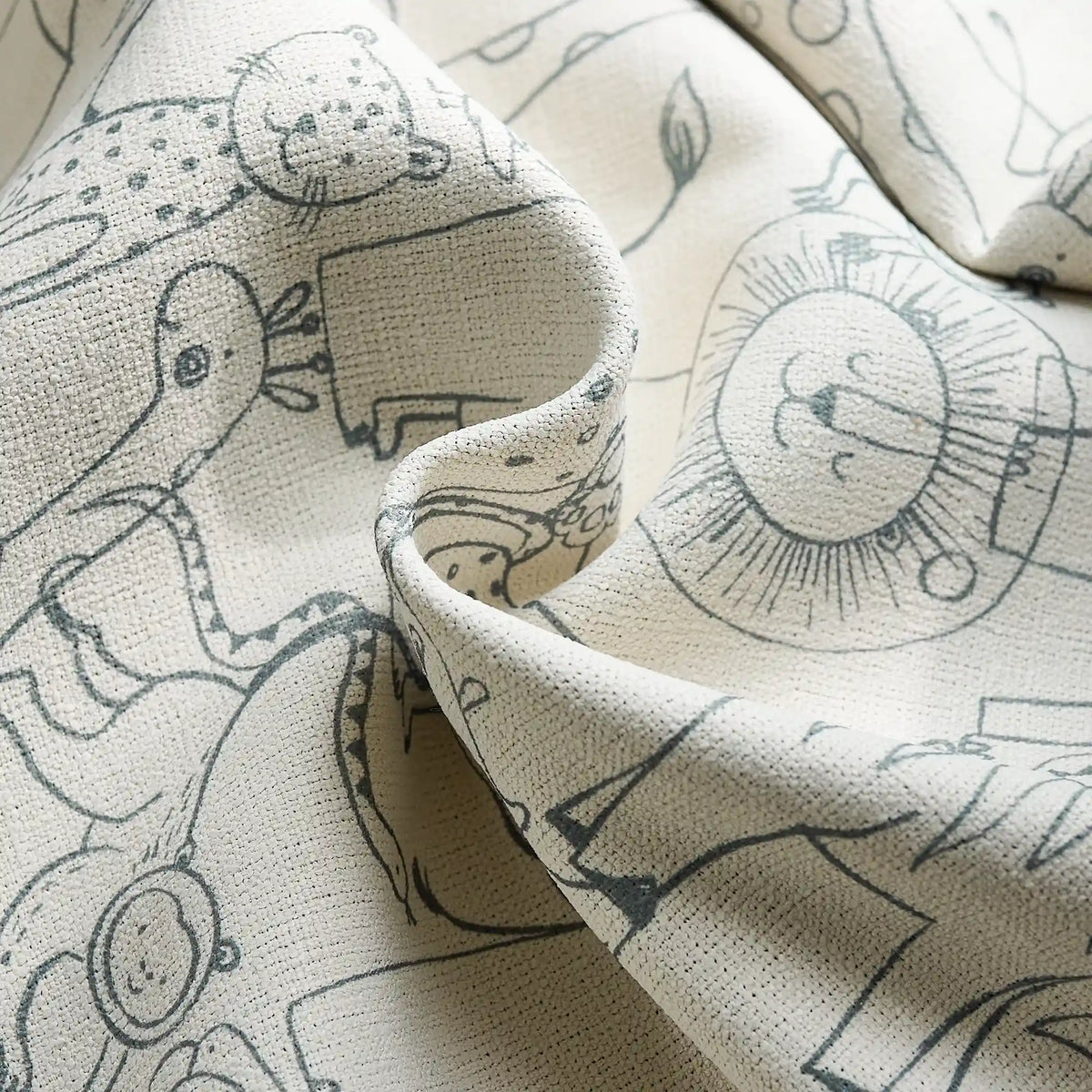 Wynara Black Safari Animal Sketch Blackout Drapes