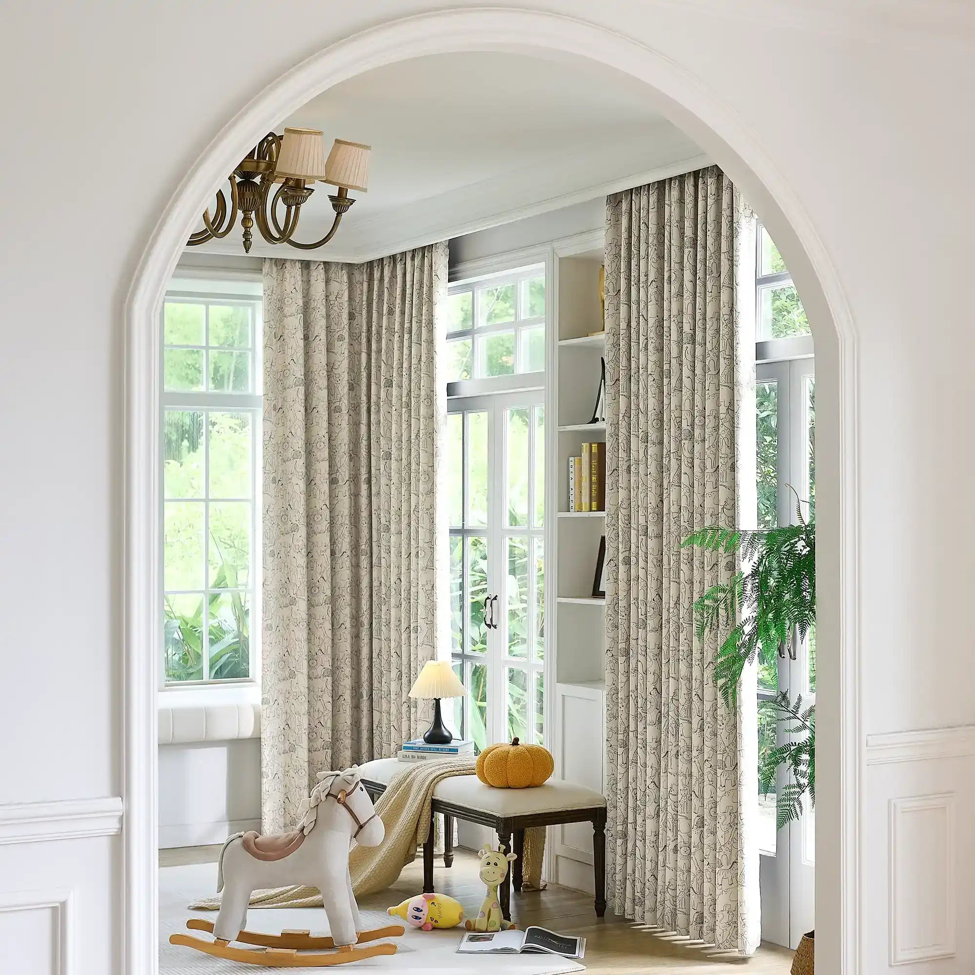 Wynara Black Safari Animal Sketch Blackout Drapes