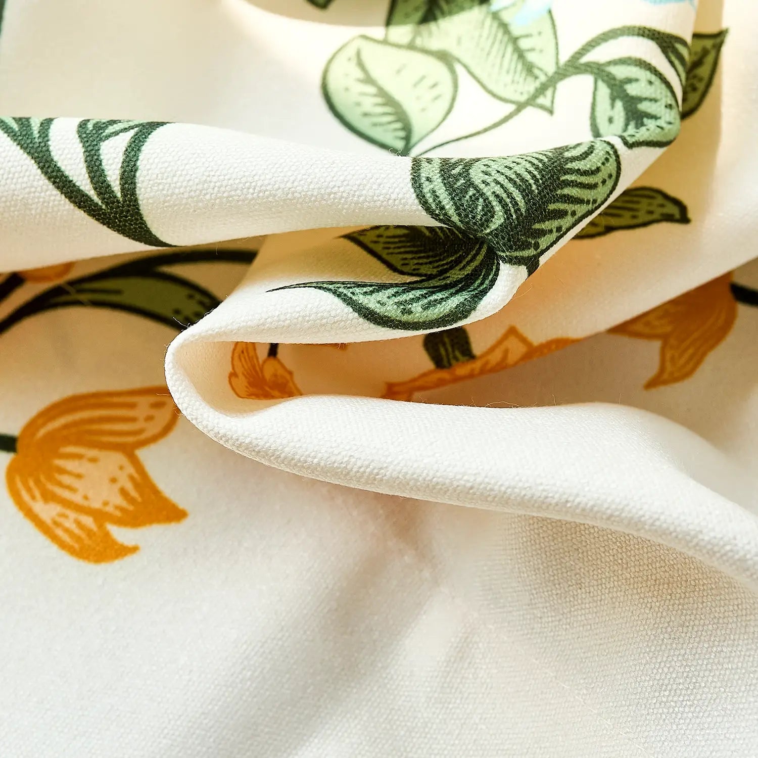 Zaelis Ivory Garden Bloom Floral Print Linen Textured Curtains