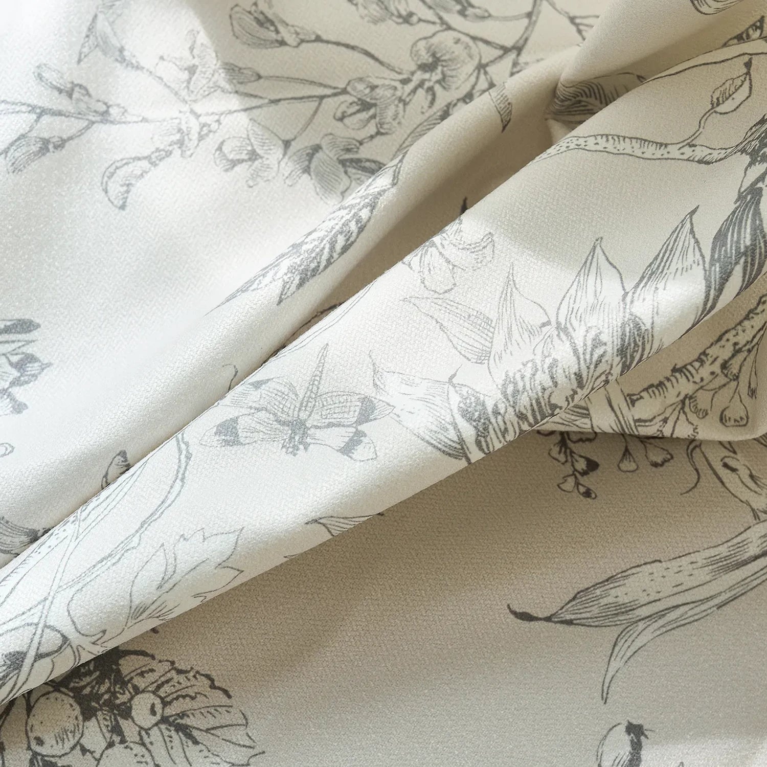 Zoe Cloud Gray Botanical Floral Chenille Pillow Cover