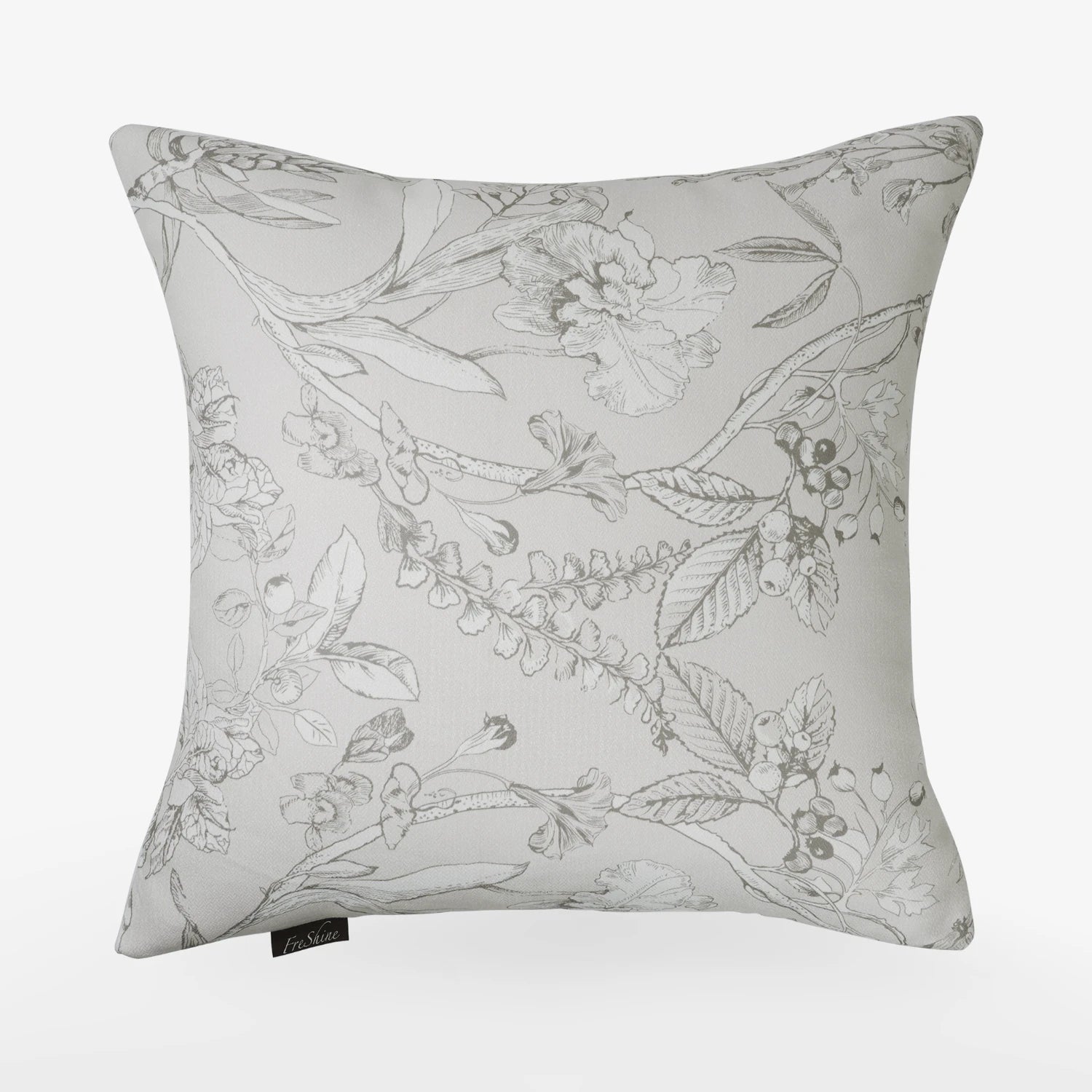 Zoe Cloud Gray Botanical Floral Chenille Pillow Cover