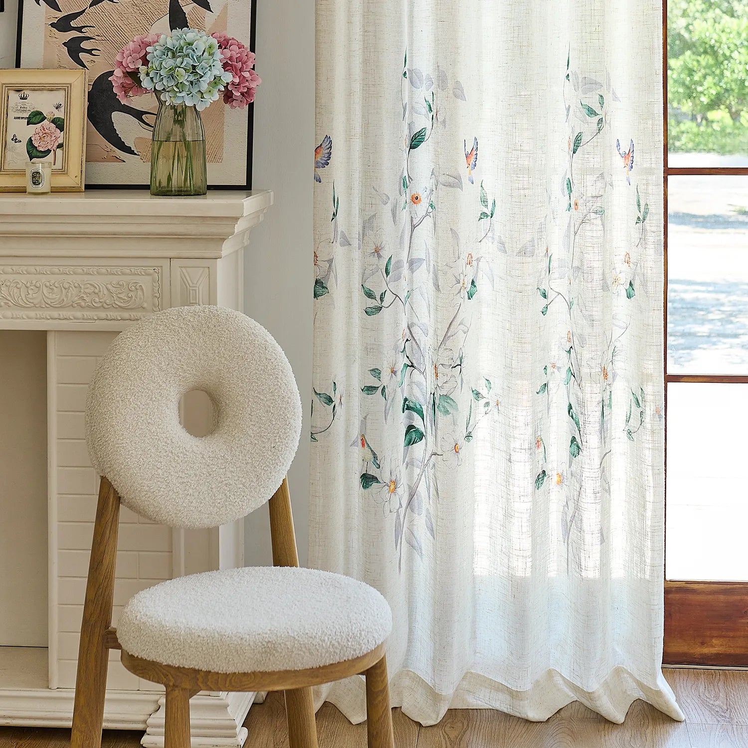 Isolde H-003 linen sheer curtains detail display, lightweight and soft