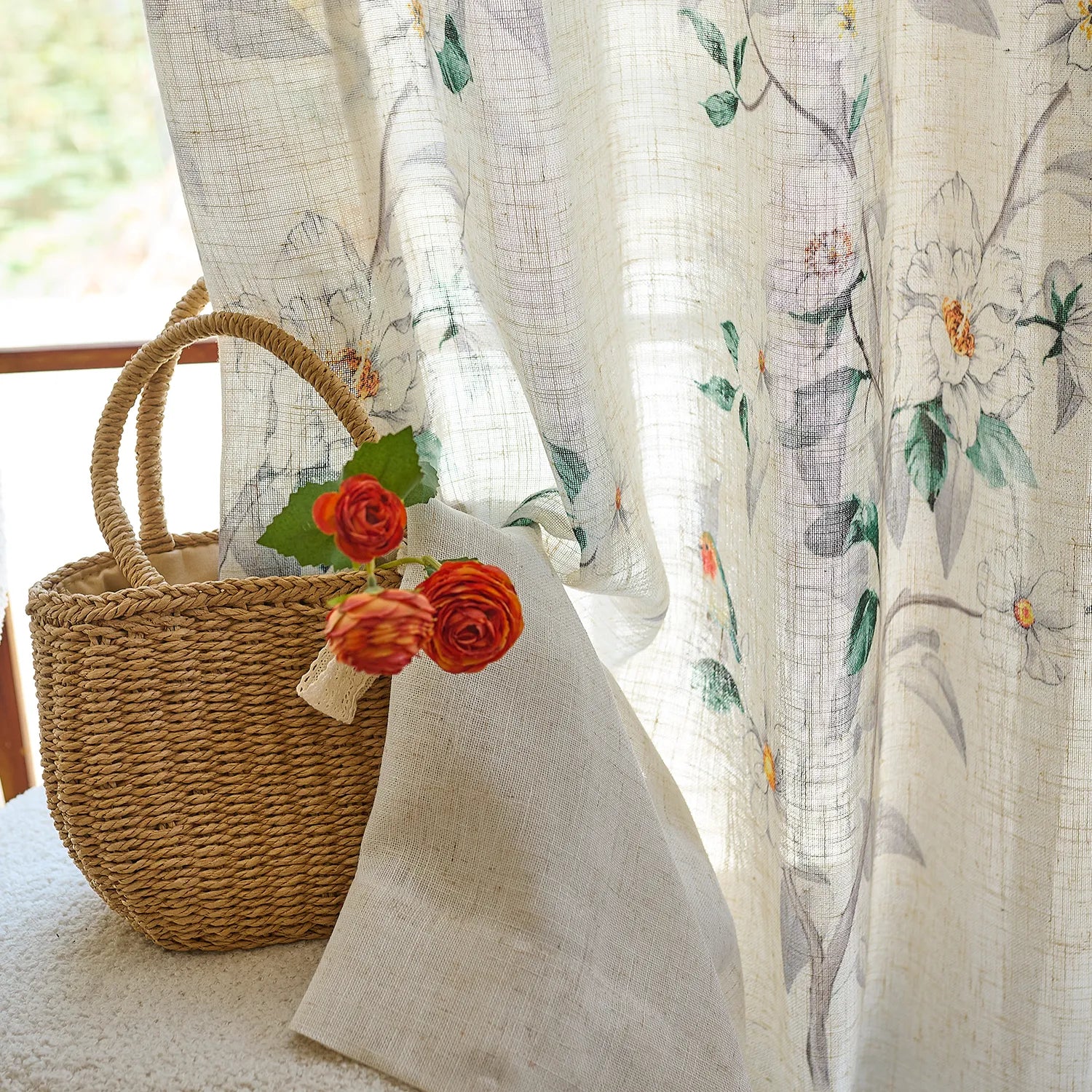 Isolde H-003 linen sheer curtains, lightweight and soft