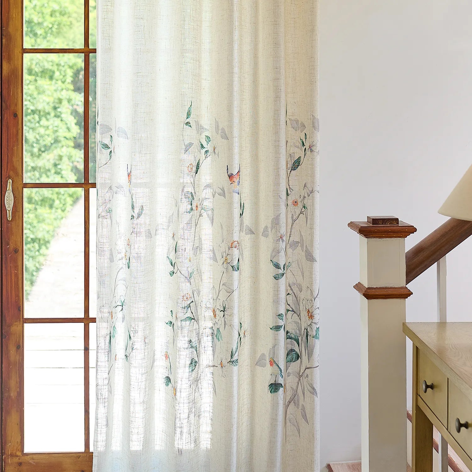 Isolde H-003 linen sheer curtains detail display, lightweight and soft