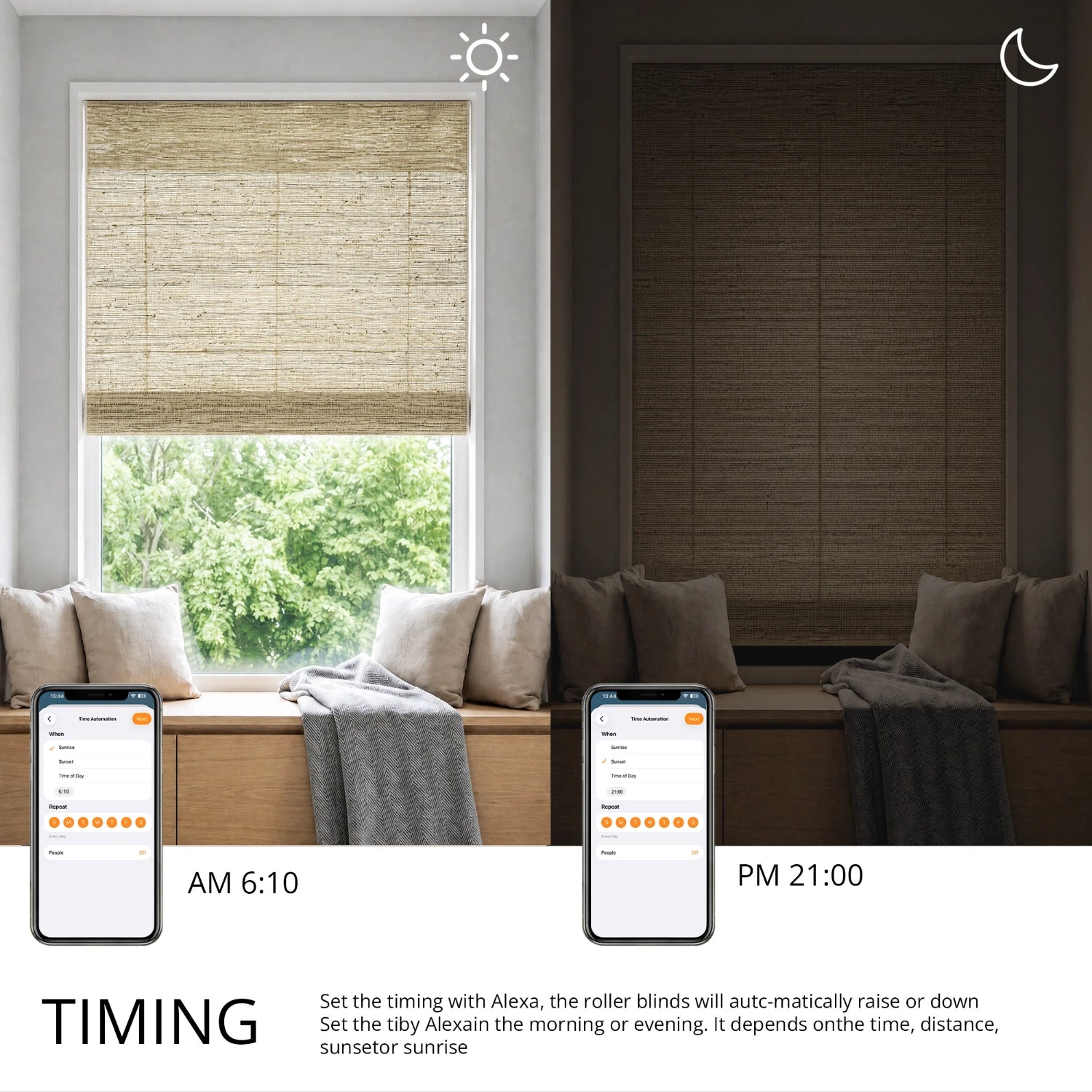 Seris Smart Motorized Jute Bamboo Woven Shades