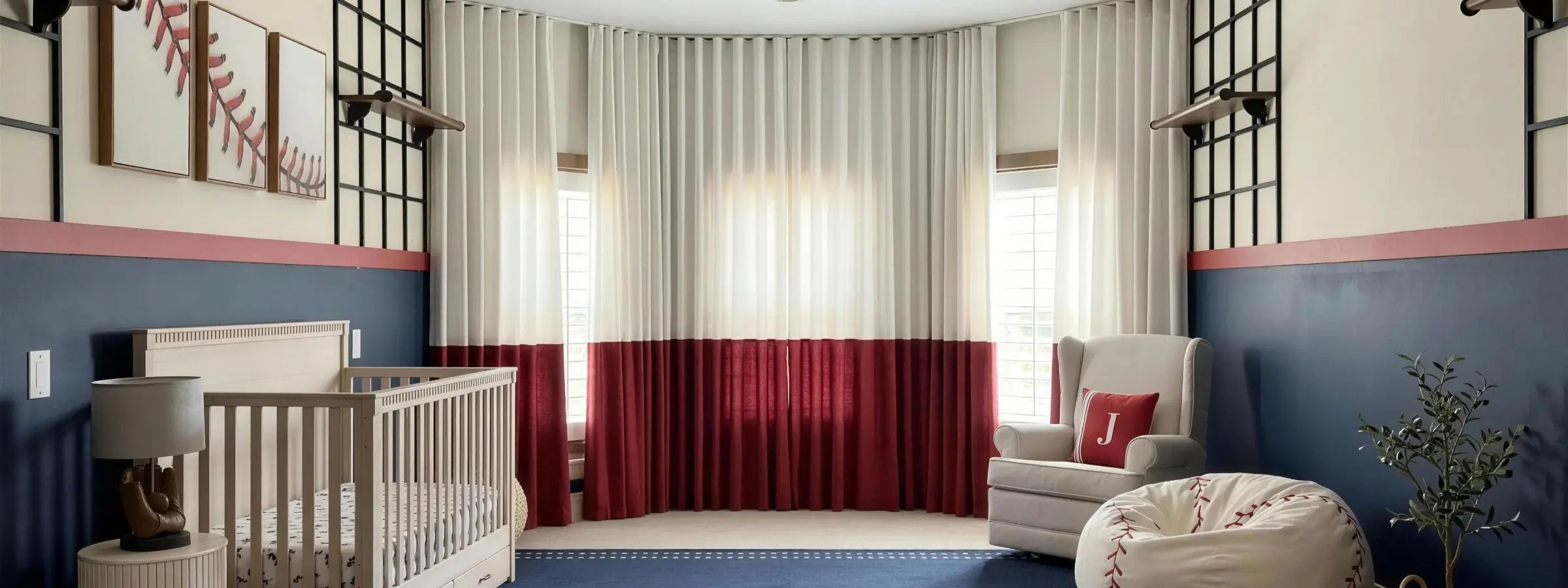 Playful kids room curtains in colorful patterns, perfect for a fun and cozy space