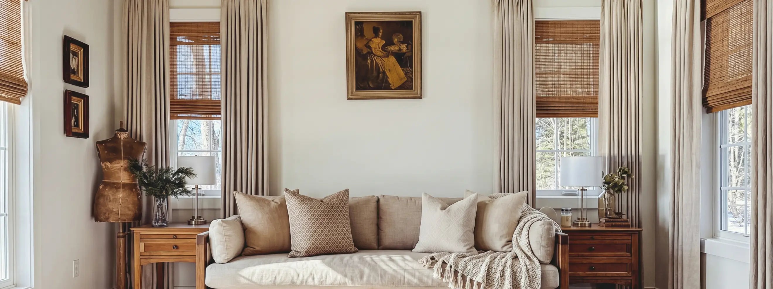 Stylish living room curtains in linen or velvet, elevating your space with elegance.