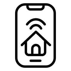 Translation missing: en.Icon of a house with a Wi-Fi symbol on a white background