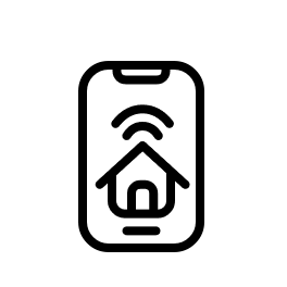 Translation missing: en.Icon of a house with a Wi-Fi symbol on a white background