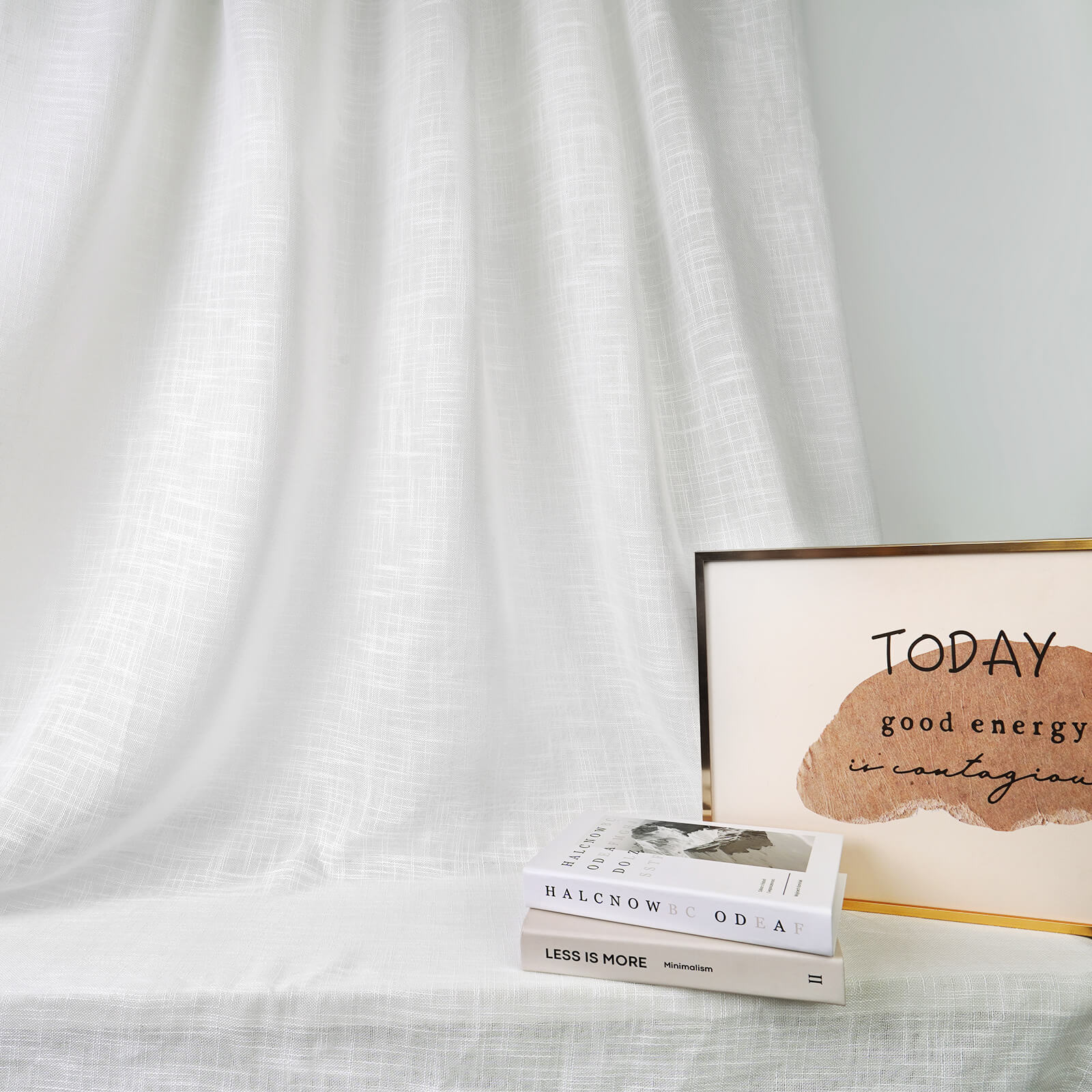 Freshine Luciana Linen Semi Sheer Curtains for Elegant Embossed White Pleated Drapes in a Refined Home