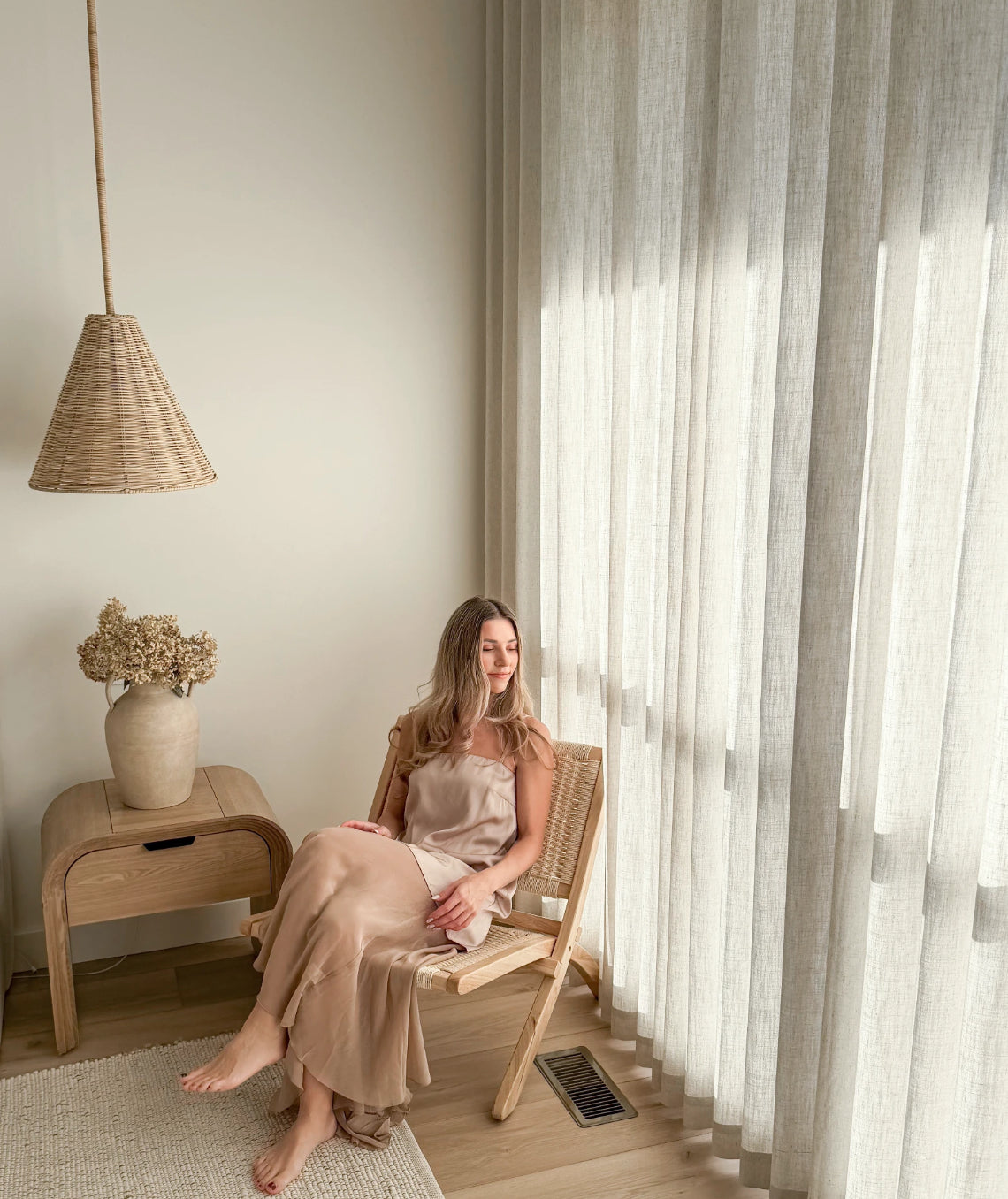 Celina Linen Curtains – Floor-to-Ceiling Ripple Fold for Bedroom & Kids Room