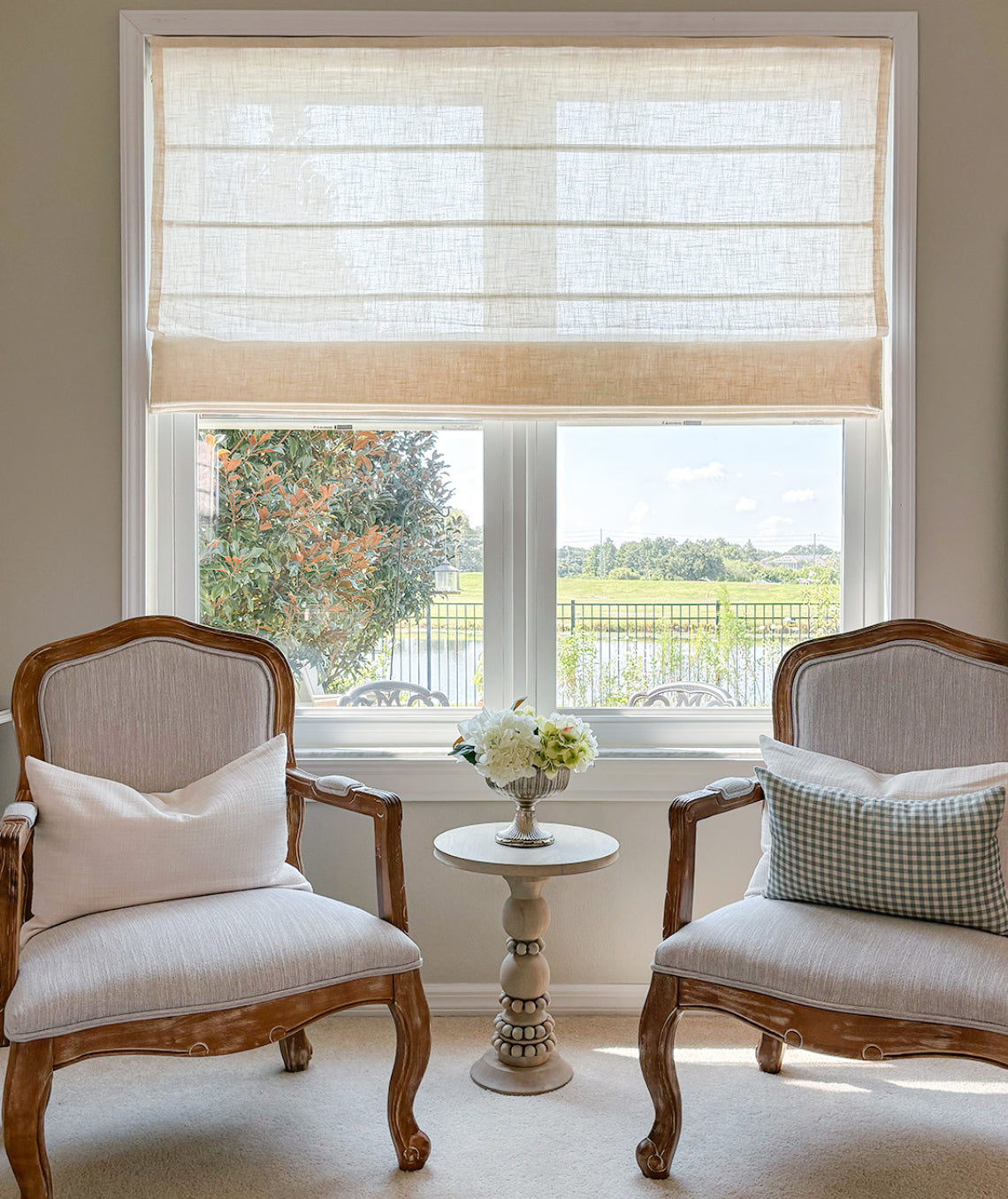 Miravel Smart Motorized Linen Blend Sheer Roman Shades