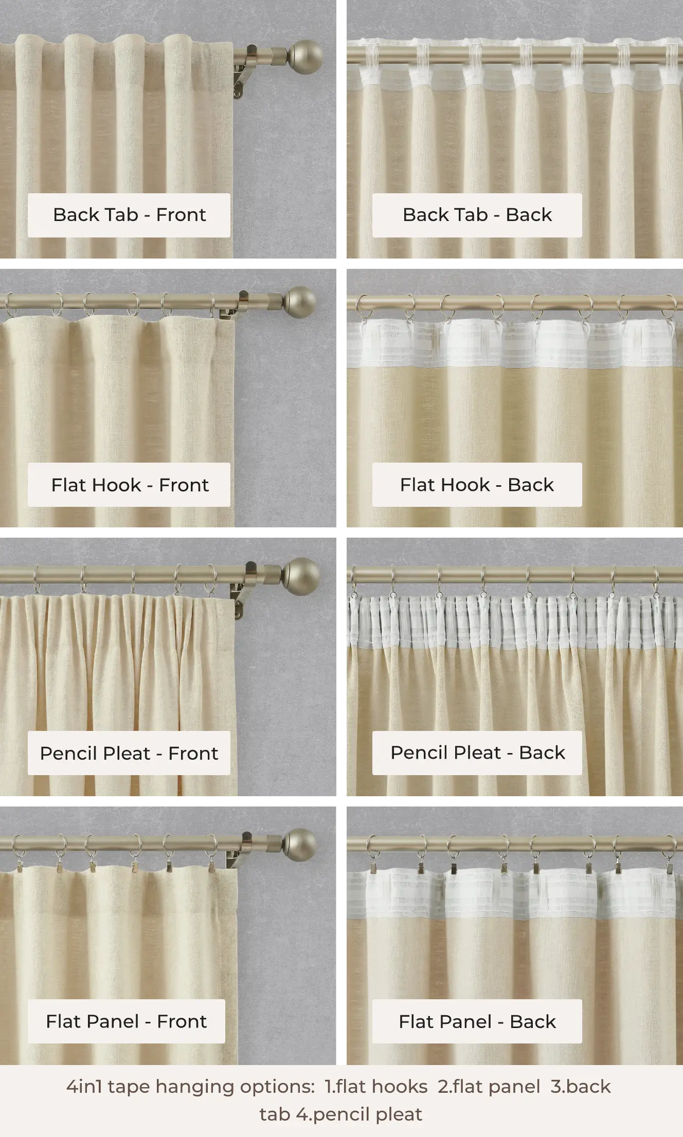 Hidden tabs create a soft, elegant drape for a refined look.