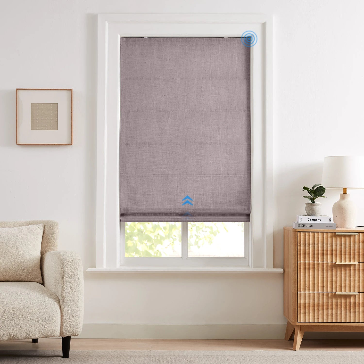 Elara Smart Motorized Linen Roman Shade