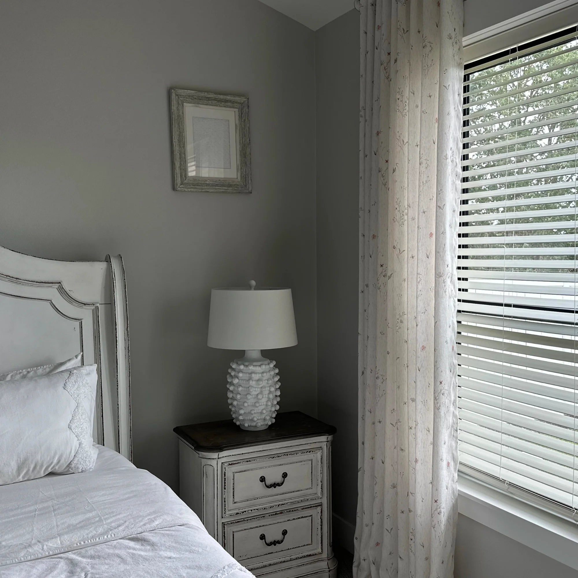 Adelise Butterfly Meadow Mist Beige Linen Textured Floral Sheer Curtains