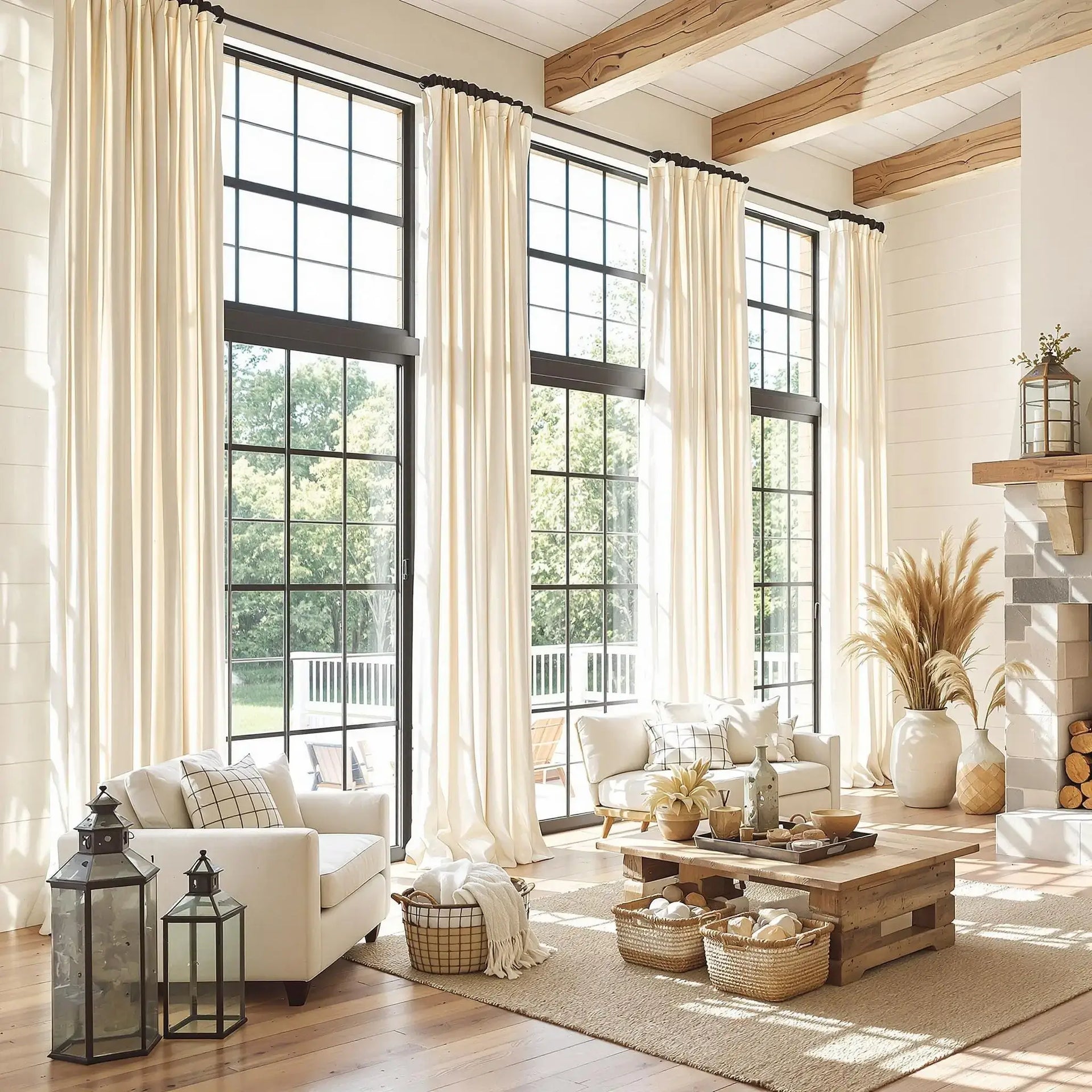 freshine Amara Extra Long Linen Curtains elegant light-filtering linen fabric