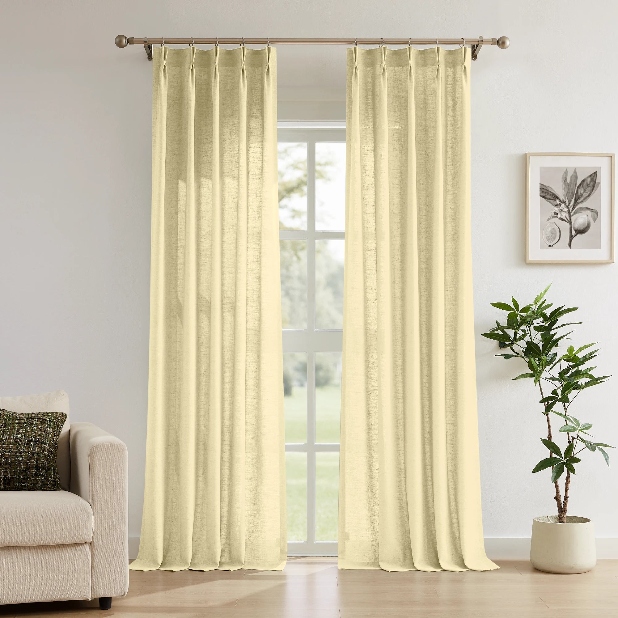 Amara 1038-4 elegant light-filtering linen curtains for living room and bedroom