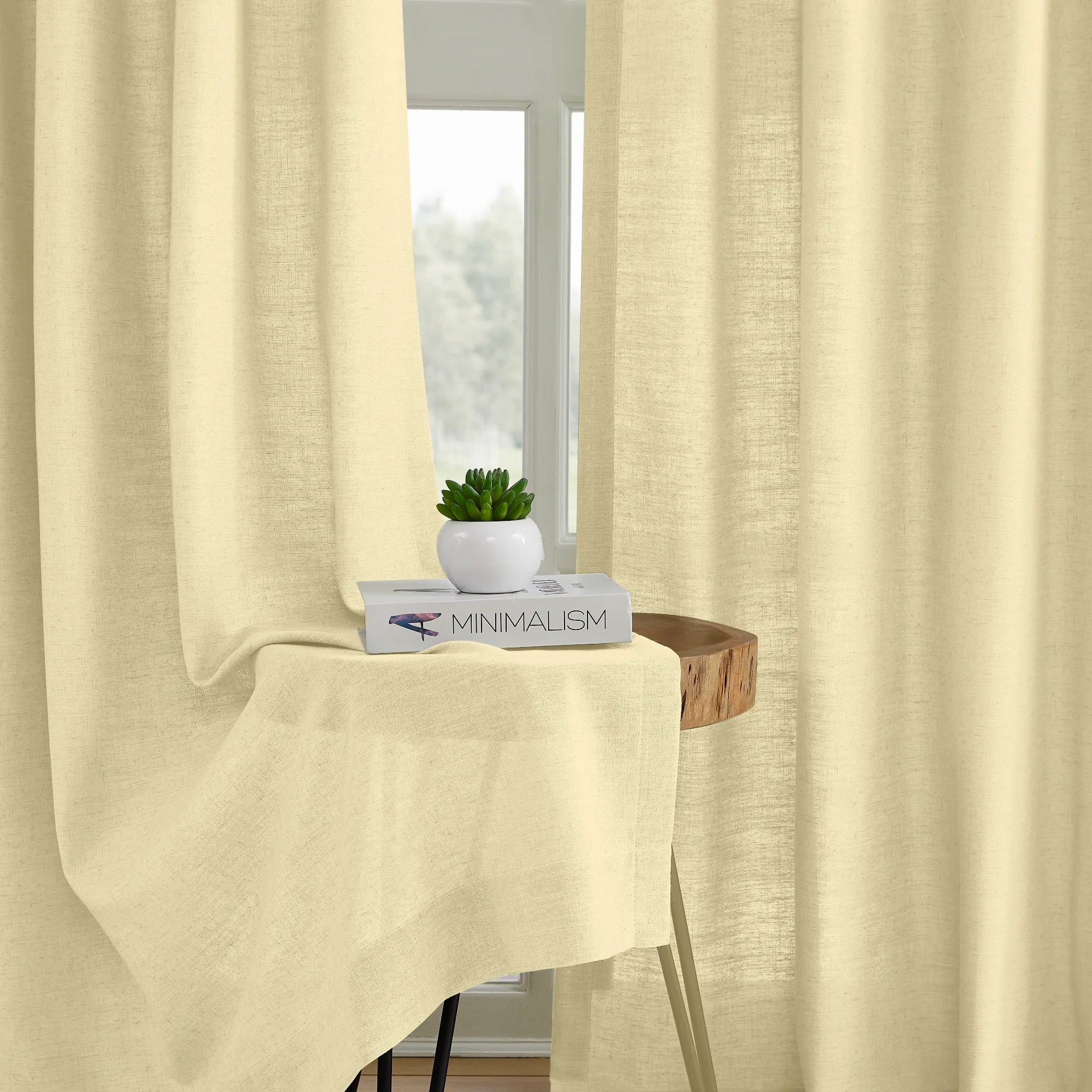 Amara floor-to-ceiling linen light-filtering curtains 1038-4 showing curtain display