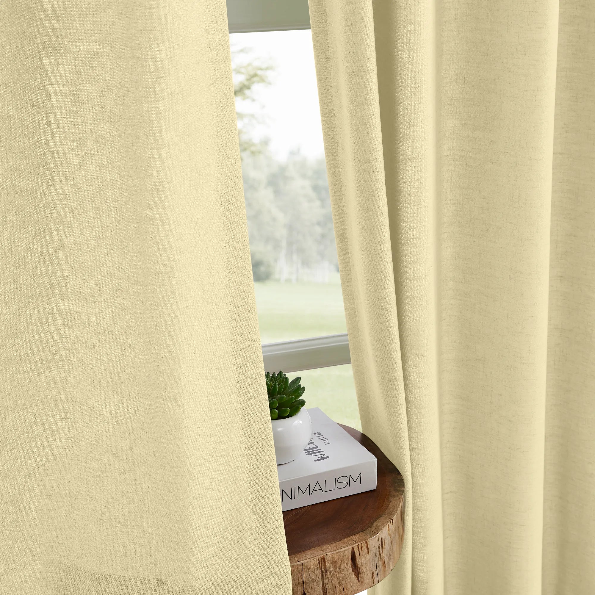 Amara floor-to-ceiling linen light-filtering curtains 1038-4 showing curtain display