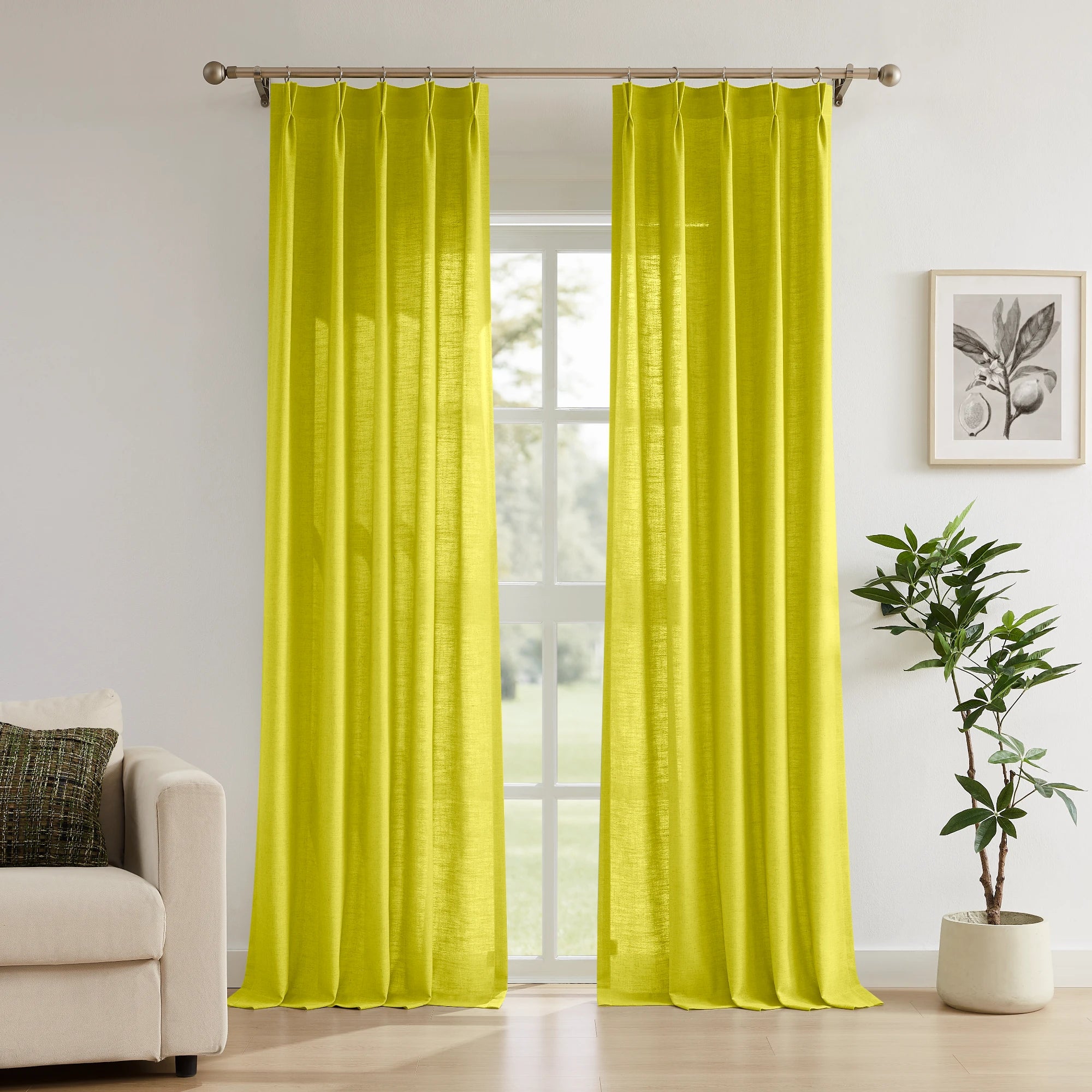Amara Linen Curtains – Elegant Light-Filtering Drapes for Living Room & Bedroom