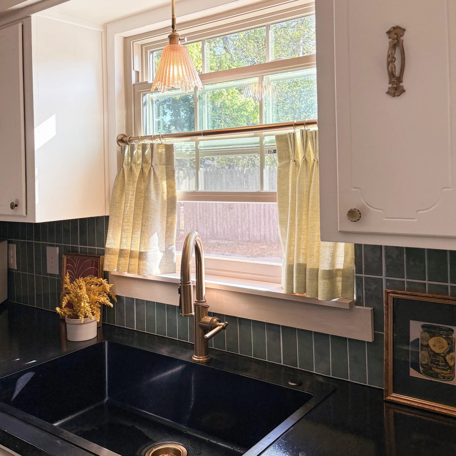 Amara Linen Café Curtains – Light Filtering Textured Kitchen Tier Panels