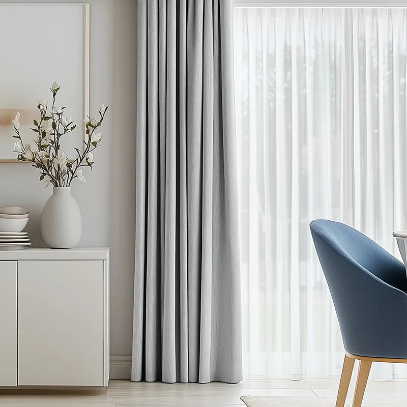 Freshine Aria Cotton Blend Textured Curtains - Elegant Drapes for Living Room and Bedroom