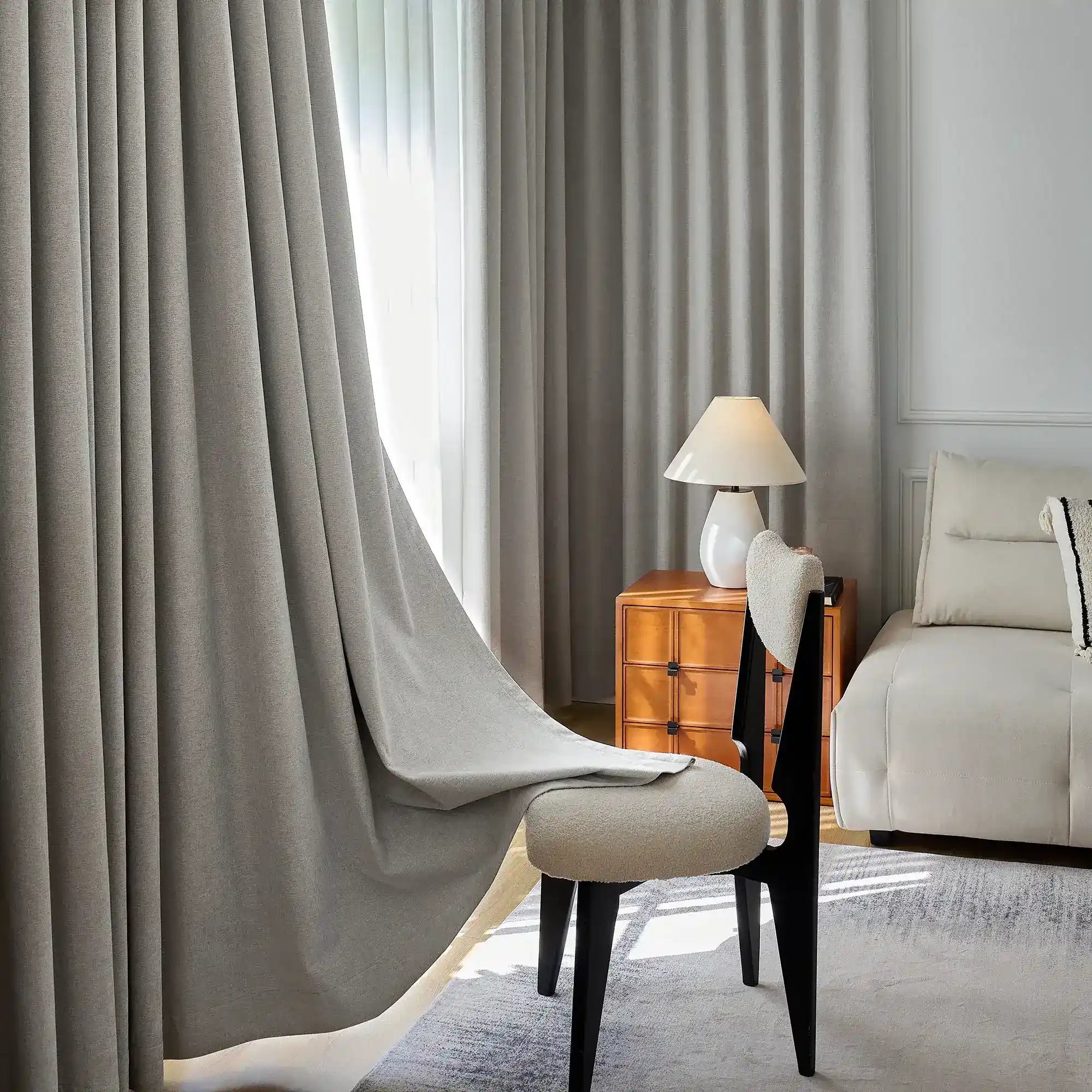 Arlise Gray 100% Blackout Chenille Drapes