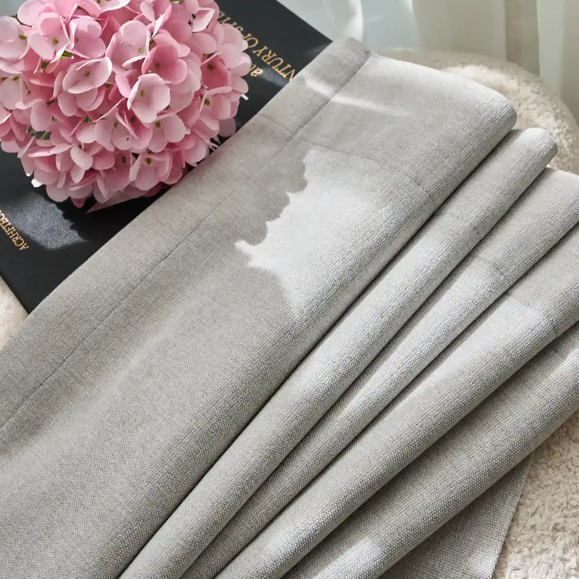Arlise Gray 100% Blackout Chenille Drapes