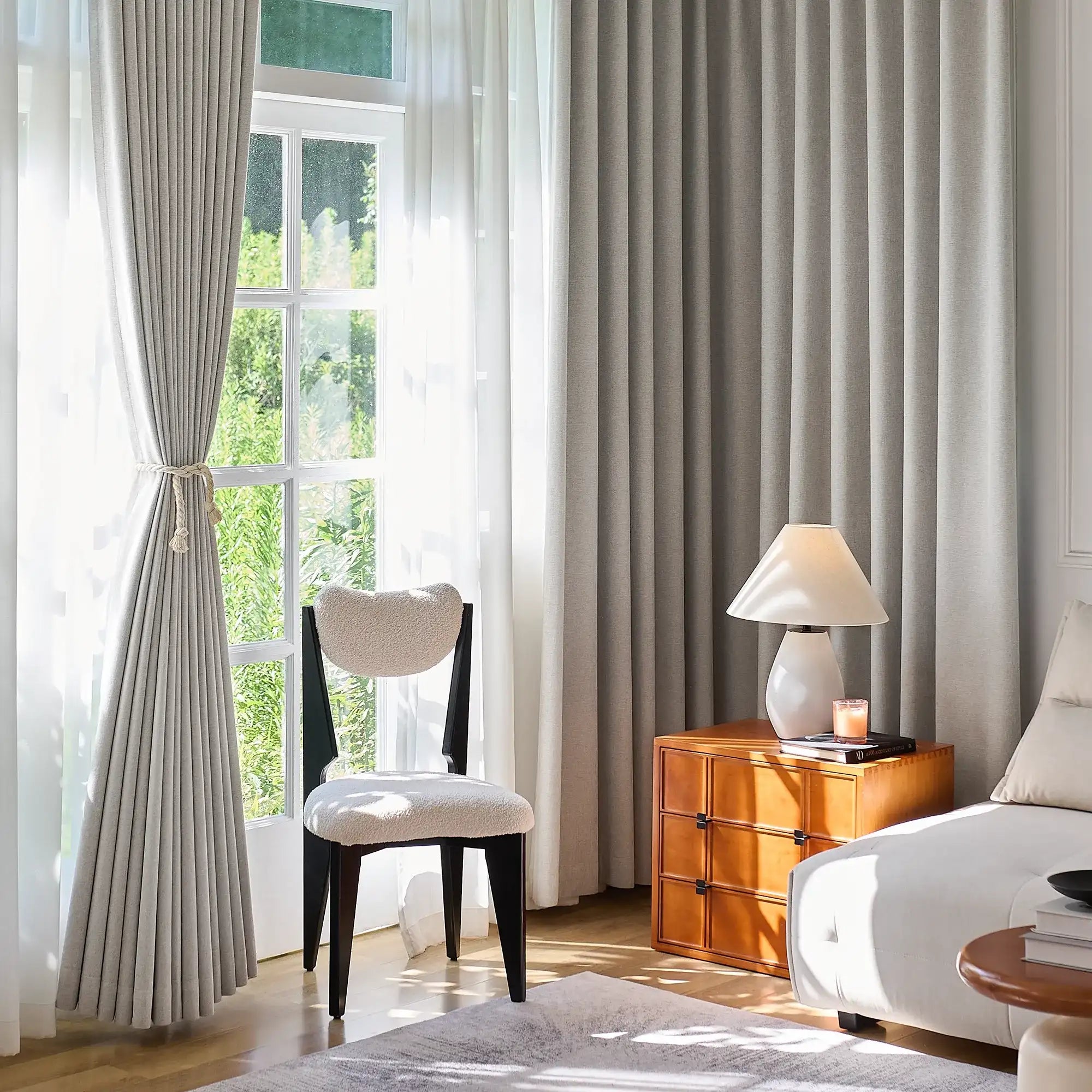 Arlise Gray 100% Blackout Chenille Drapes