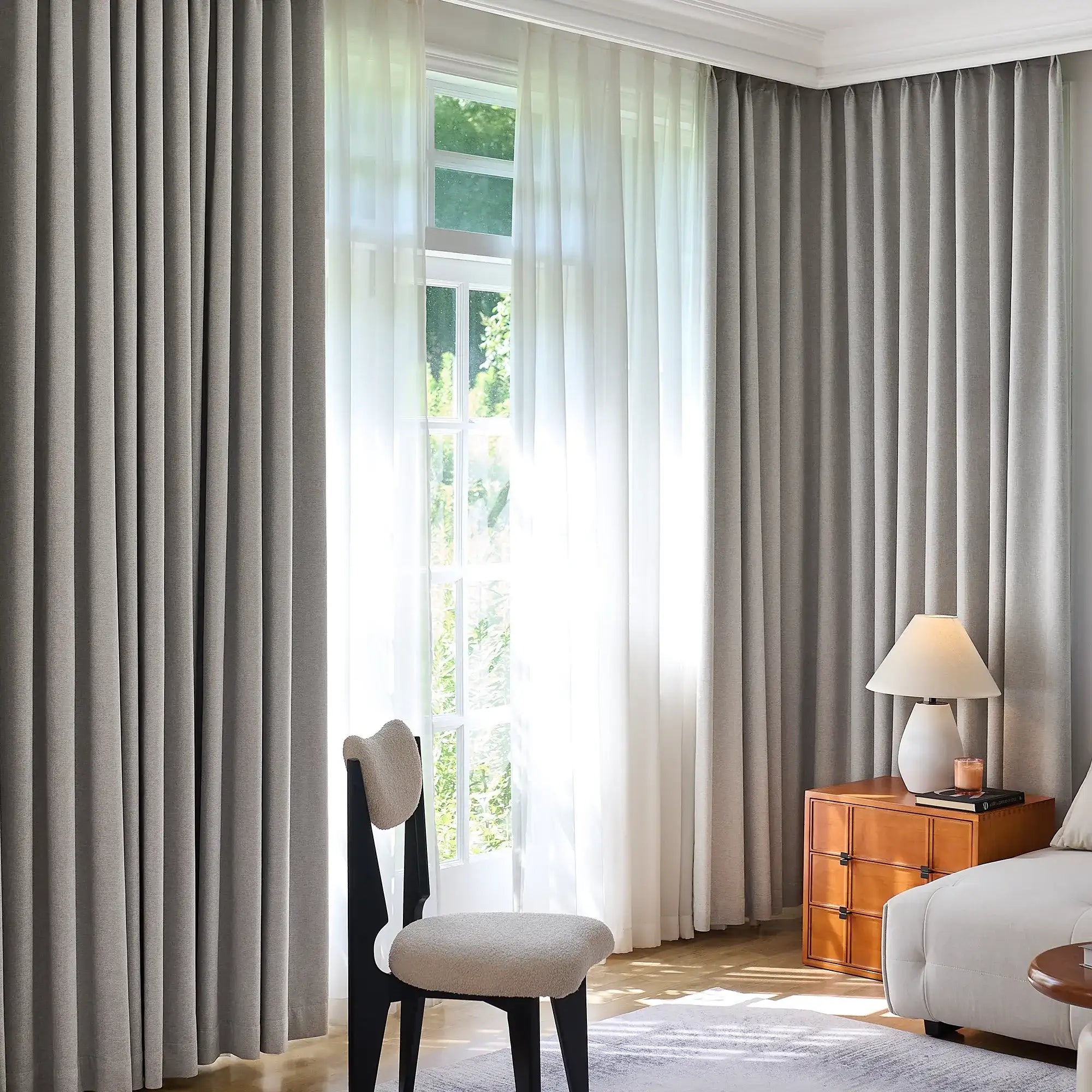 Arlise Gray 100% Blackout Chenille Drapes
