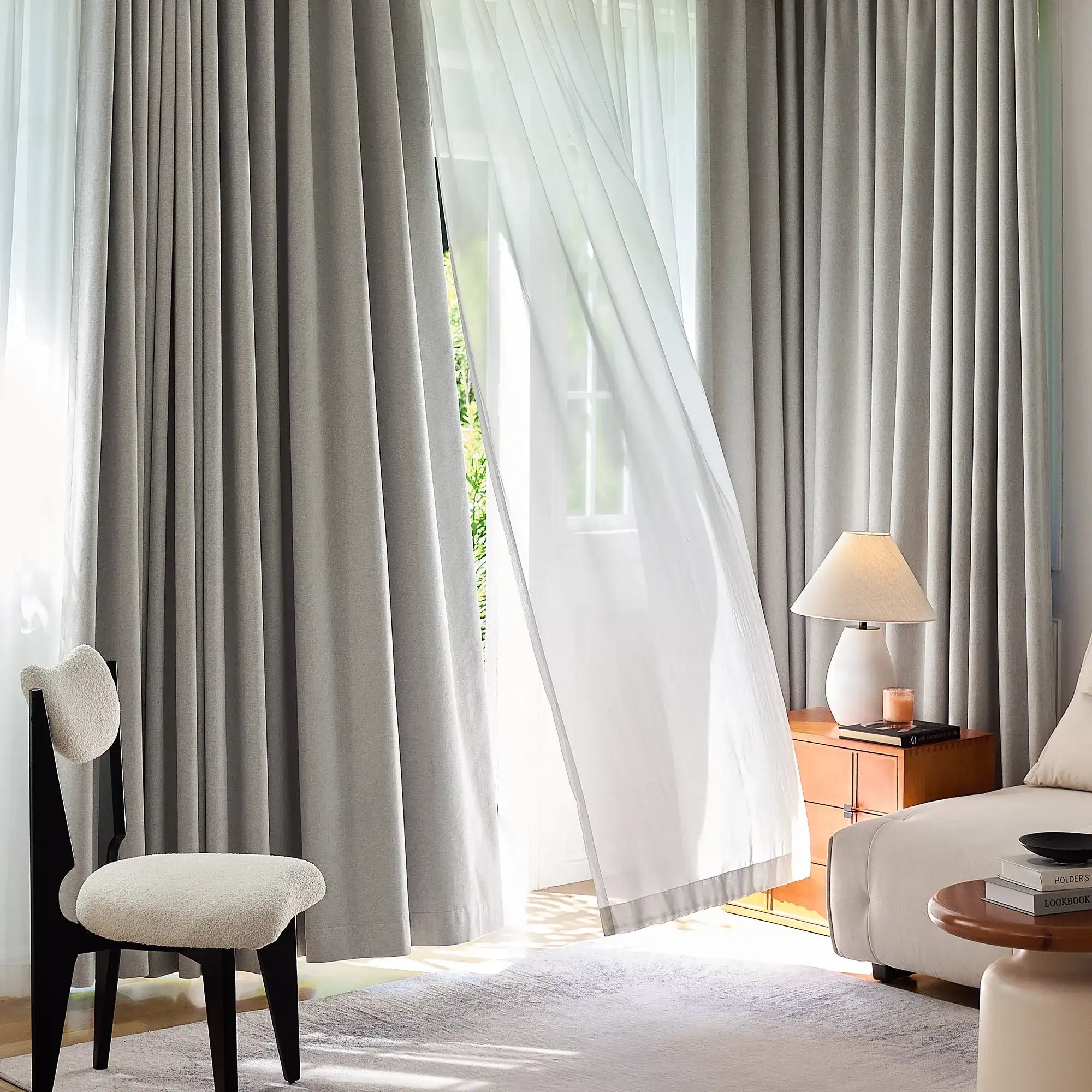 Arlise Gray 100% Blackout Chenille Drapes