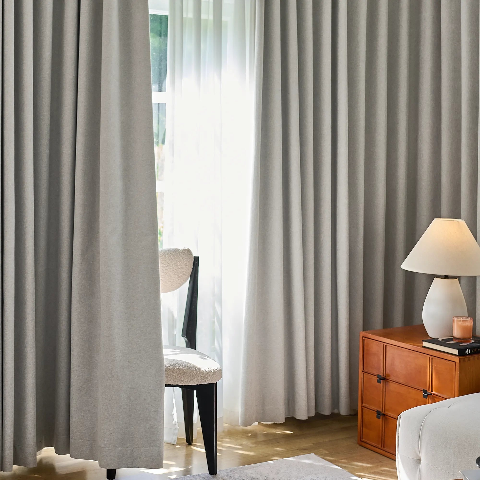 Arlise Gray 100% Blackout Chenille Drapes