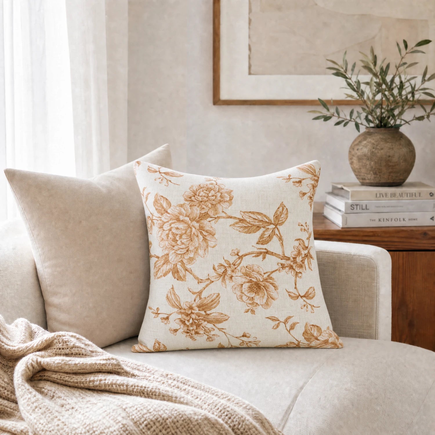Aveline Vintage Floral Linen Pillow Cover