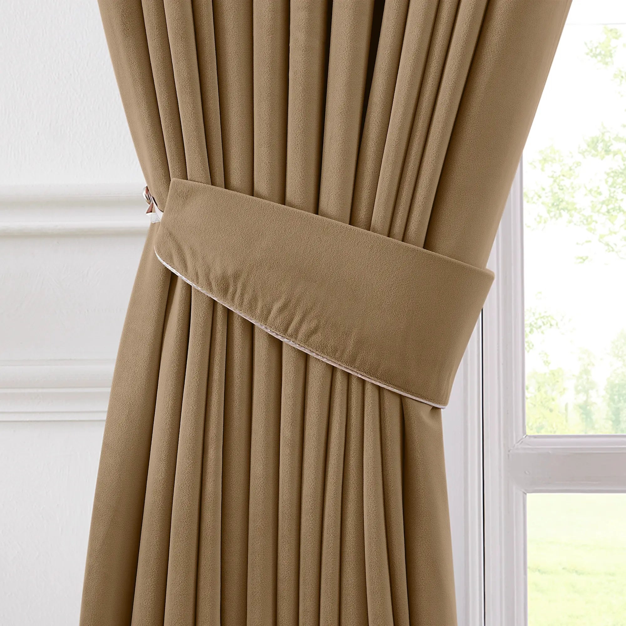 Calista 919-01 crystal velvet blackout curtains, detail display for home decor