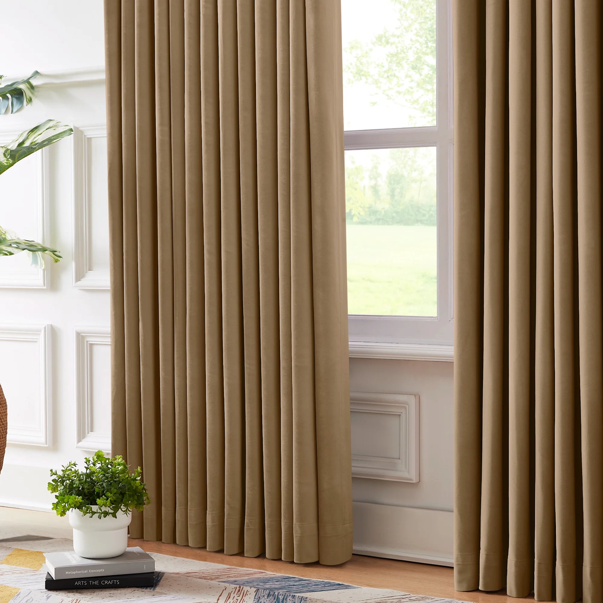 Calista 919-01 crystal velvet blackout curtains, detail display for home decor