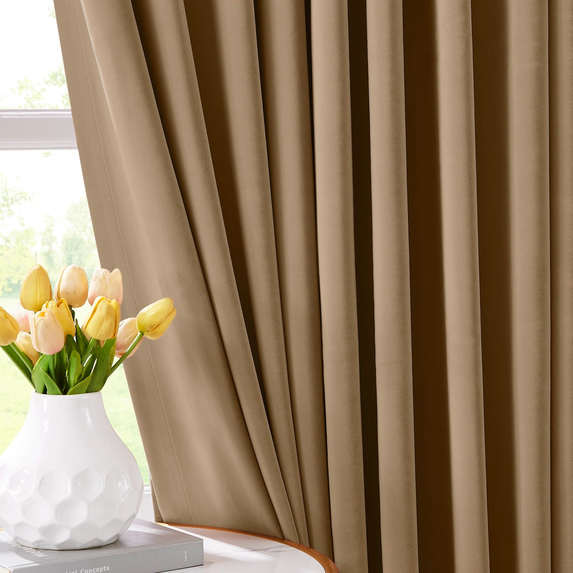Calista 919-01 crystal velvet blackout curtains, detail display for home decor